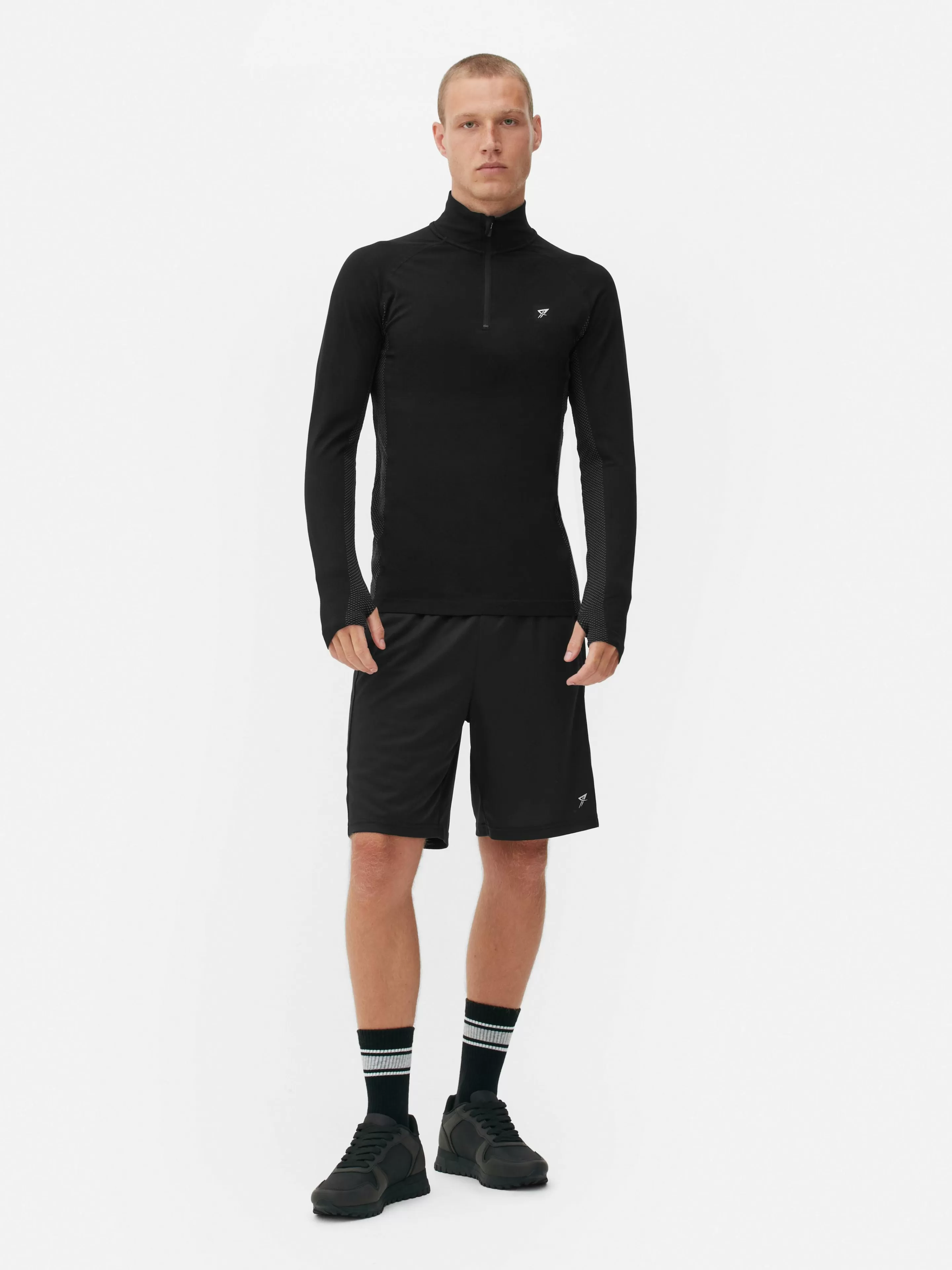 Primark Sportbekleidung | Tops Und T-Shirts | Langärmeliges Sport-Top Mit Viertelreißverschluss Schwarz