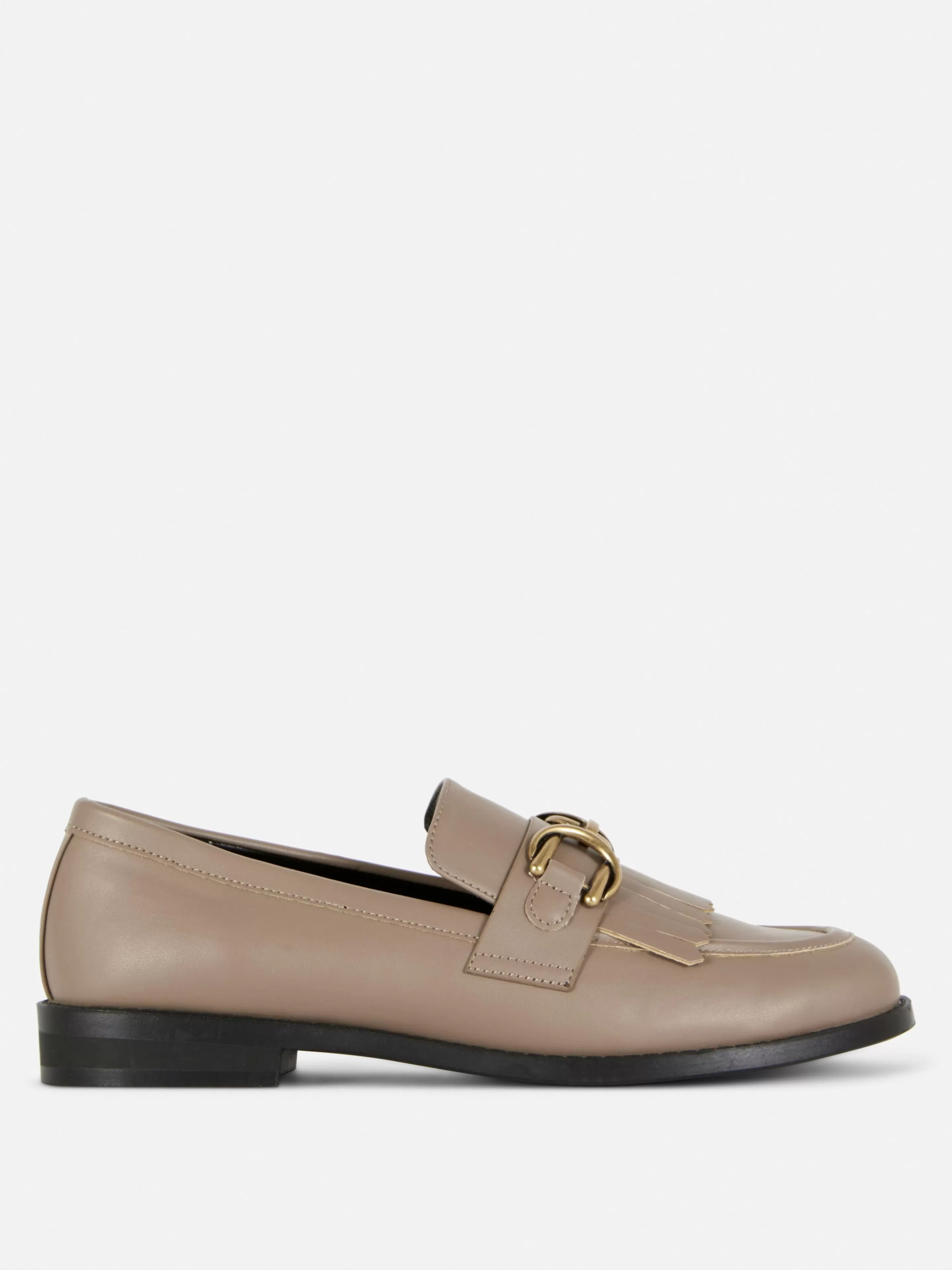 Primark Flache Schuhe | Loafer Mit Fransen Und Schnalle Taupefarben