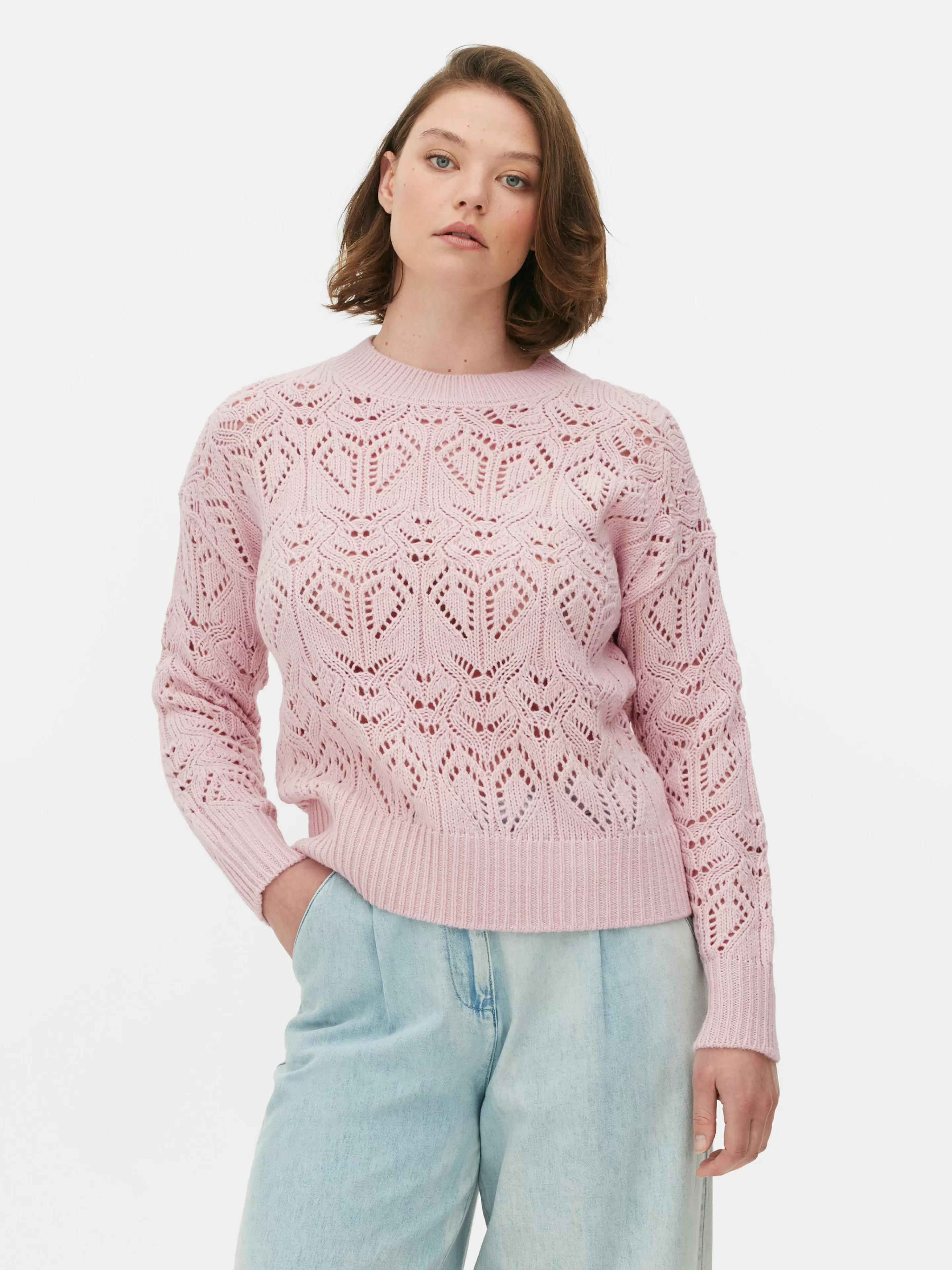 Primark Pullover Und Cardigans | Lochstrickpullover Mit Rundhalsausschnitt Rosa