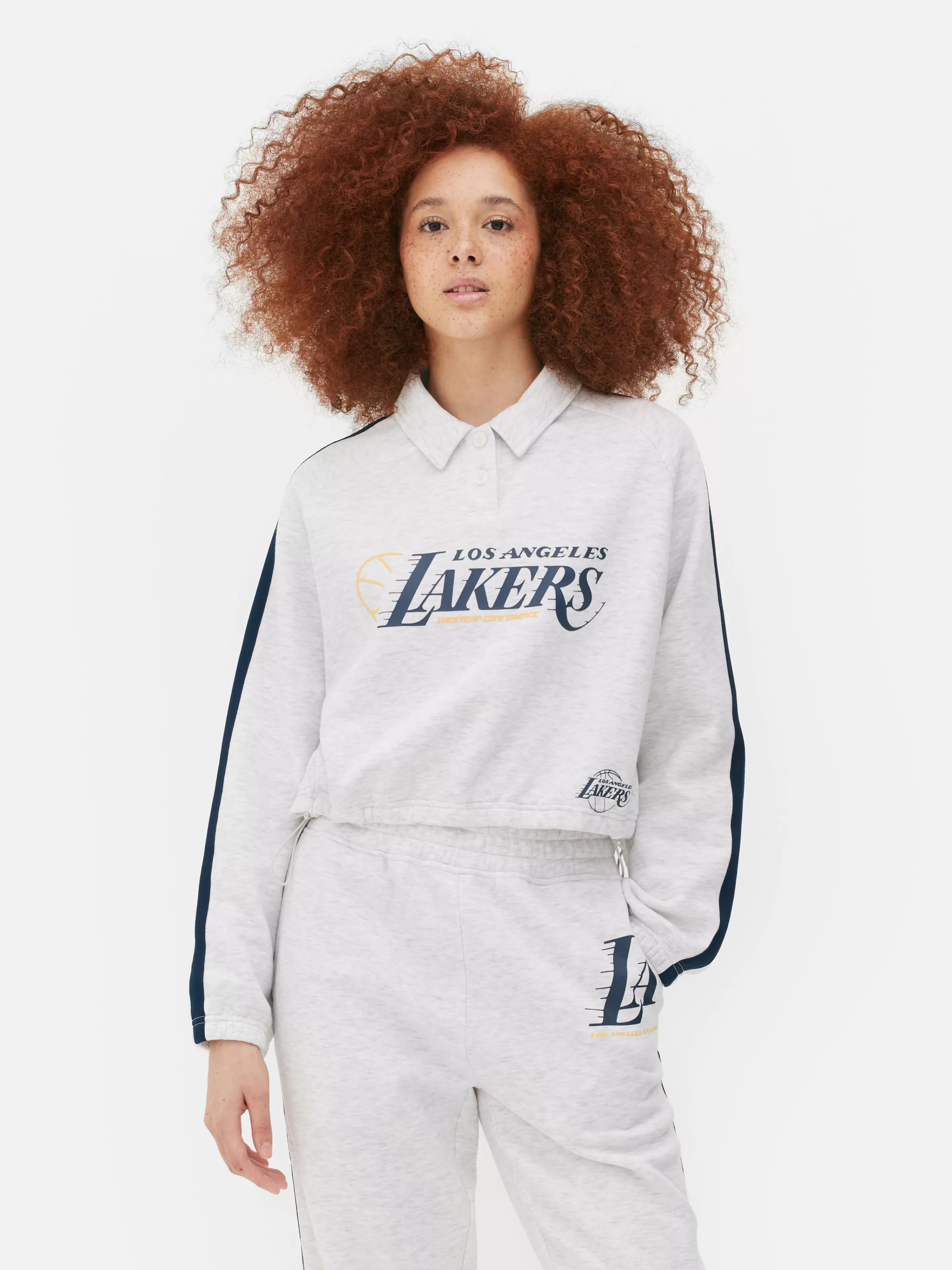 Primark Hoodies Und Sweatshirts | „Los Angeles Lakers“ Polo-Sweatshirt Grau meliert