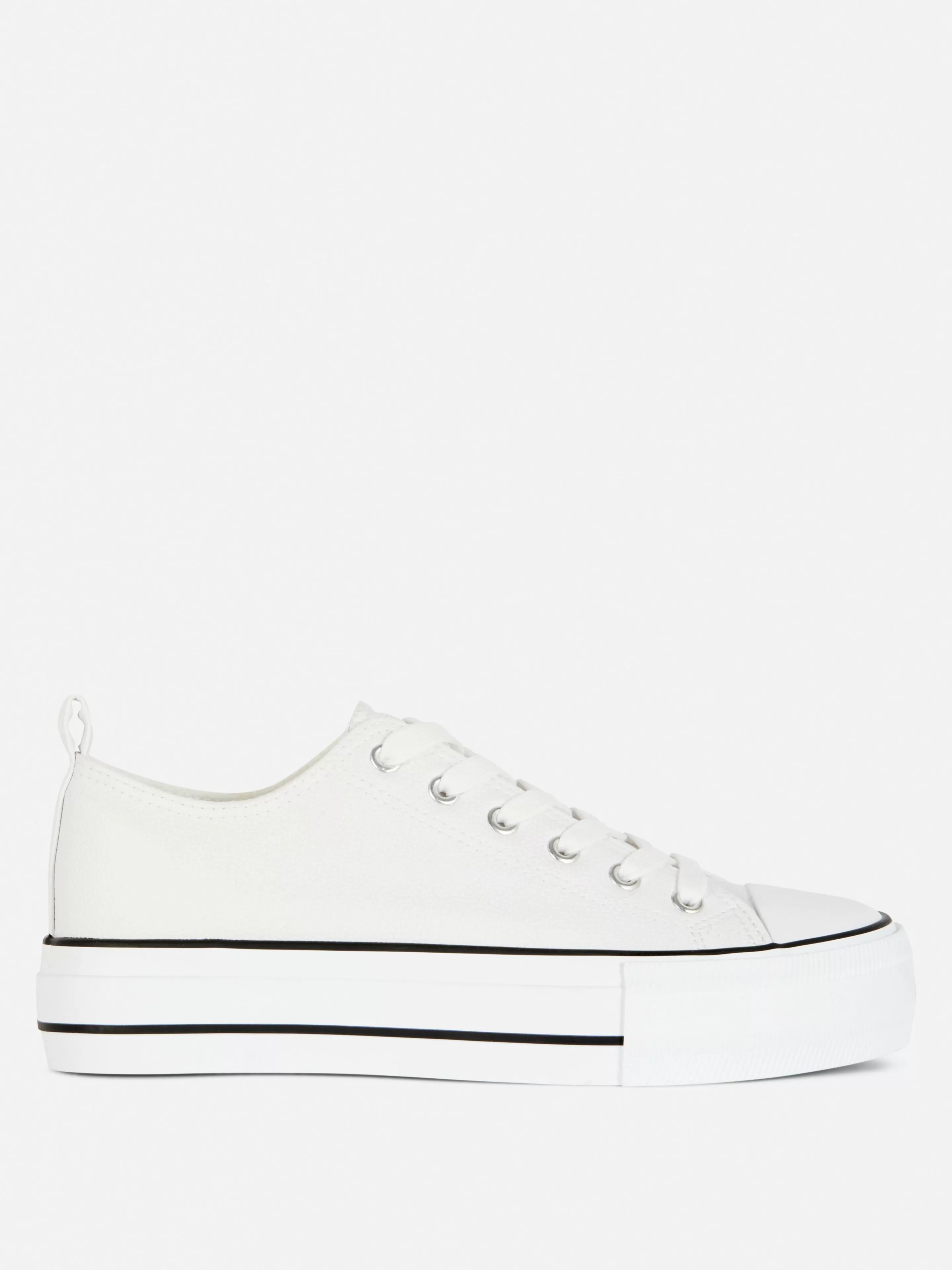 Primark Sneakers | Low-Top Sneakers Aus Kunstleder Mit Plateausohle Weiß