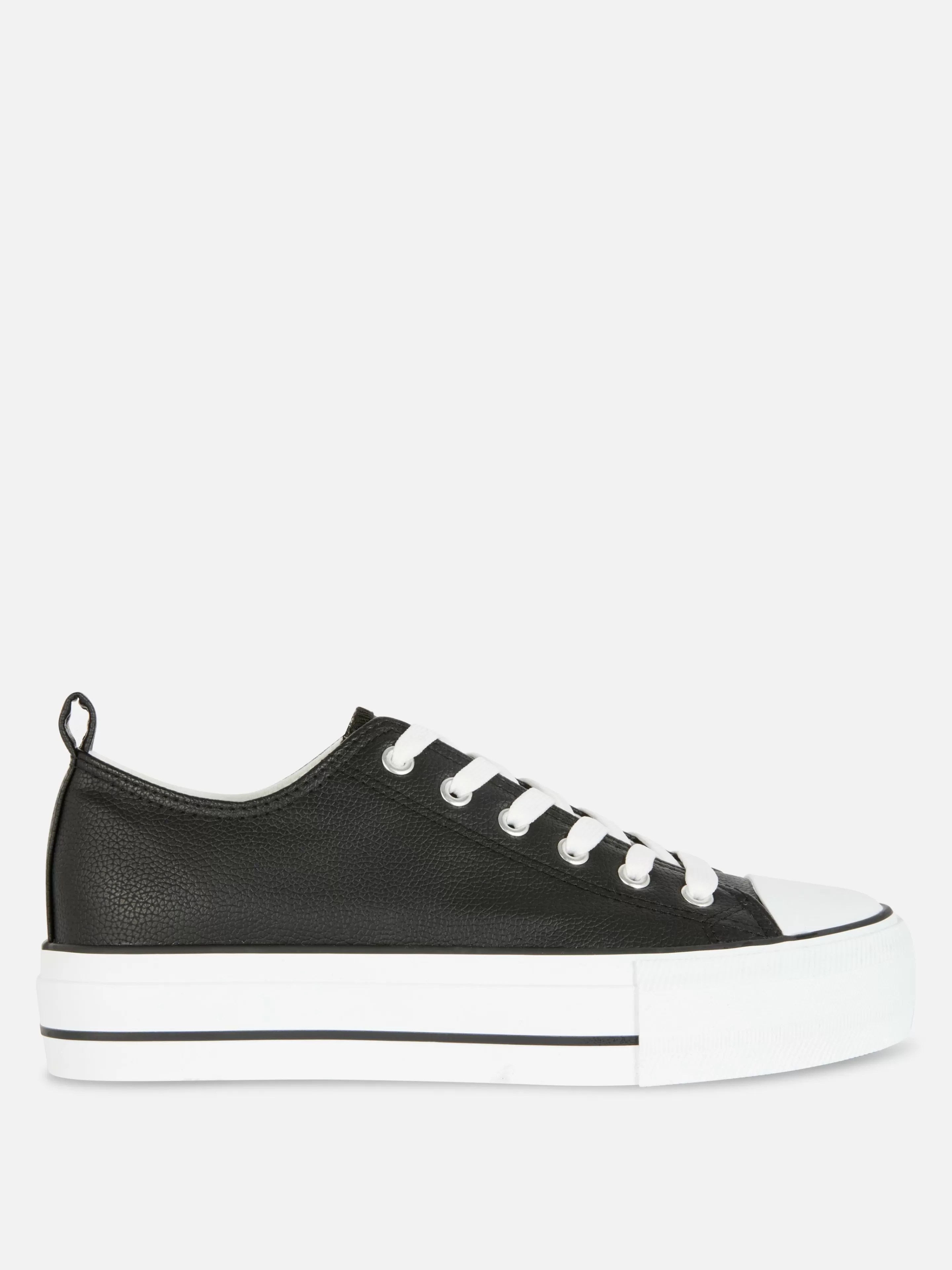 Primark Sneakers | Low-Top Sneakers Aus Kunstleder Mit Plateausohle Schwarz