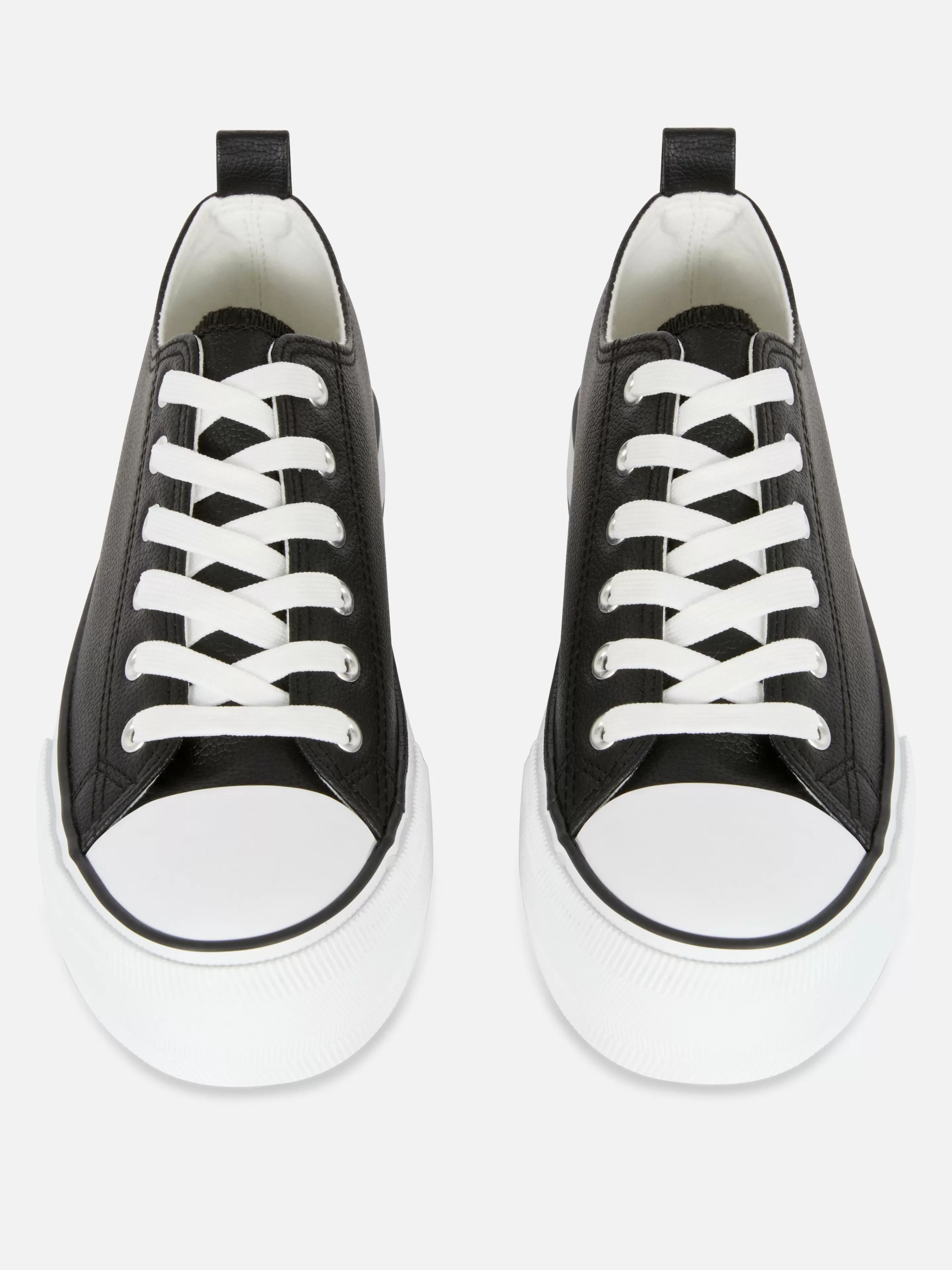 Primark Sneakers | Low-Top Sneakers Aus Kunstleder Mit Plateausohle Schwarz