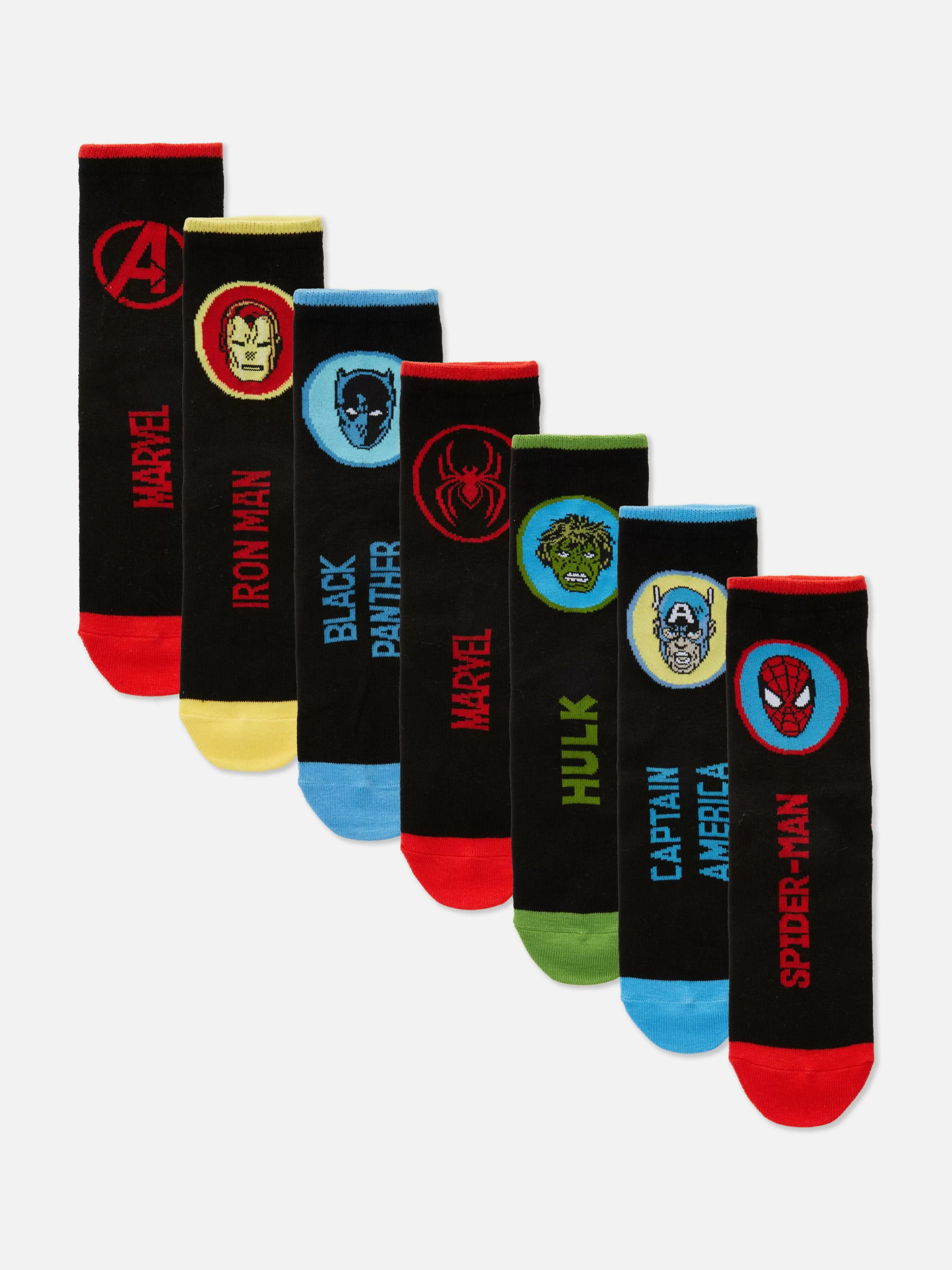 Primark Socken | „Marvel Avengers“ Söckchen, 7er-Pack Schwarz