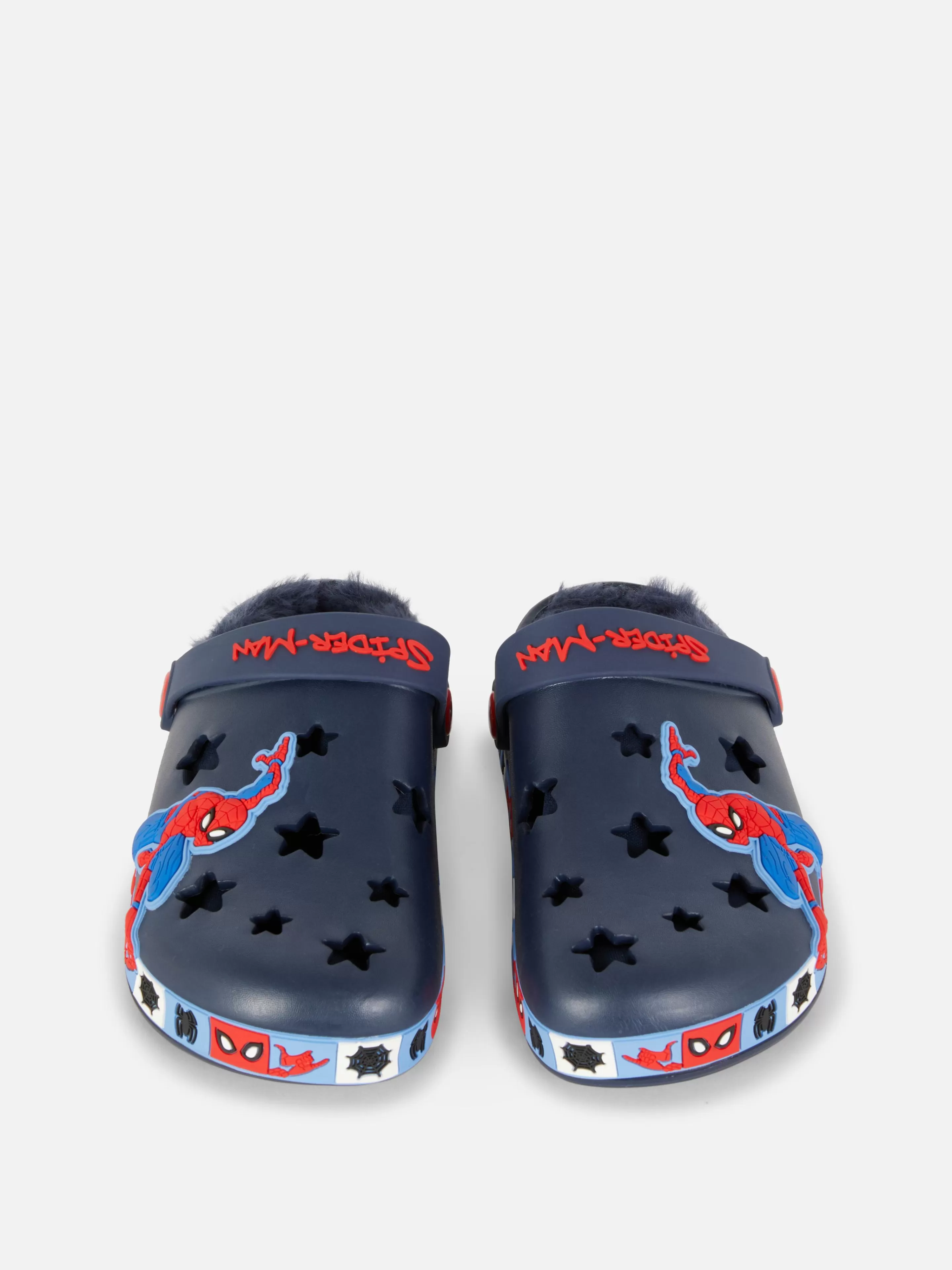 Primark Sandalen Und Flipflops | „Marvel Spider-Man“ Clogs Mit Kunstfell Marineblau