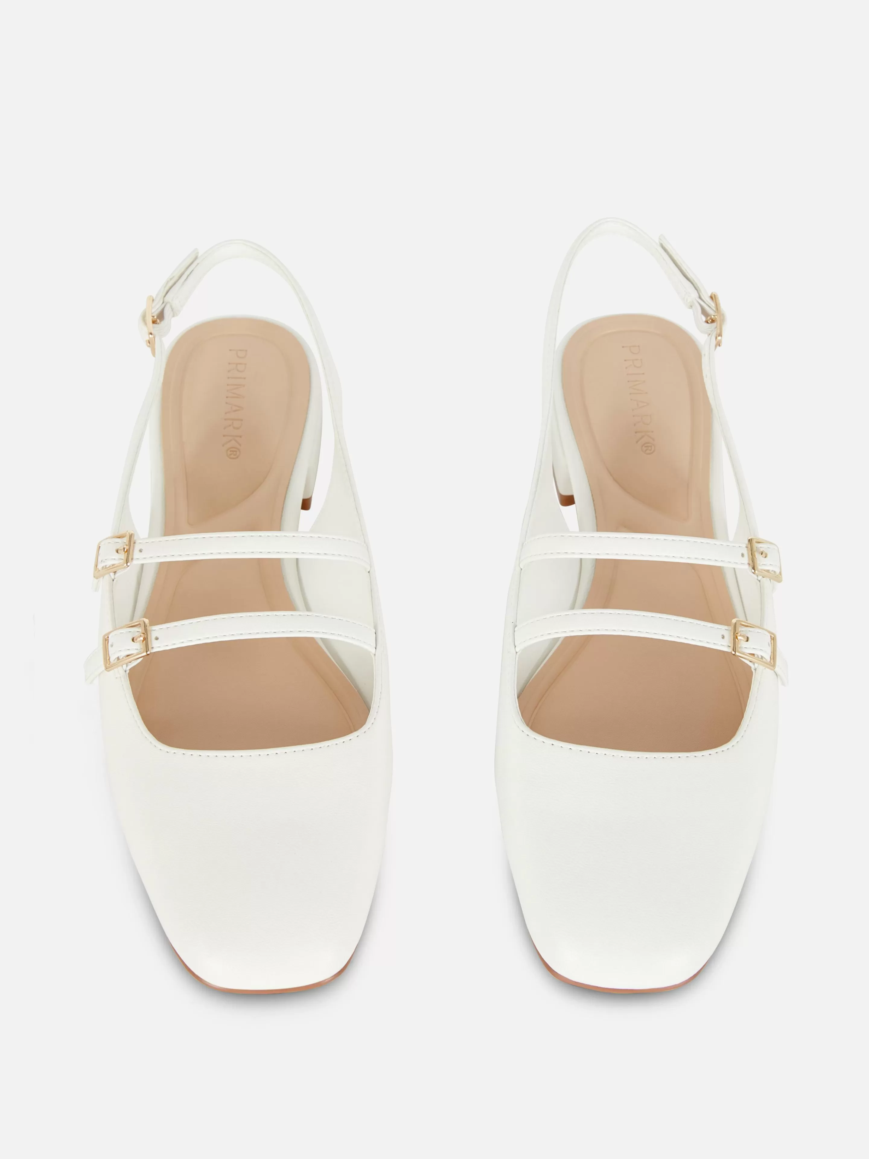 Primark Flache Schuhe | Mary Janes Mit Slingback Und Doppeltem Riemchen Weiß