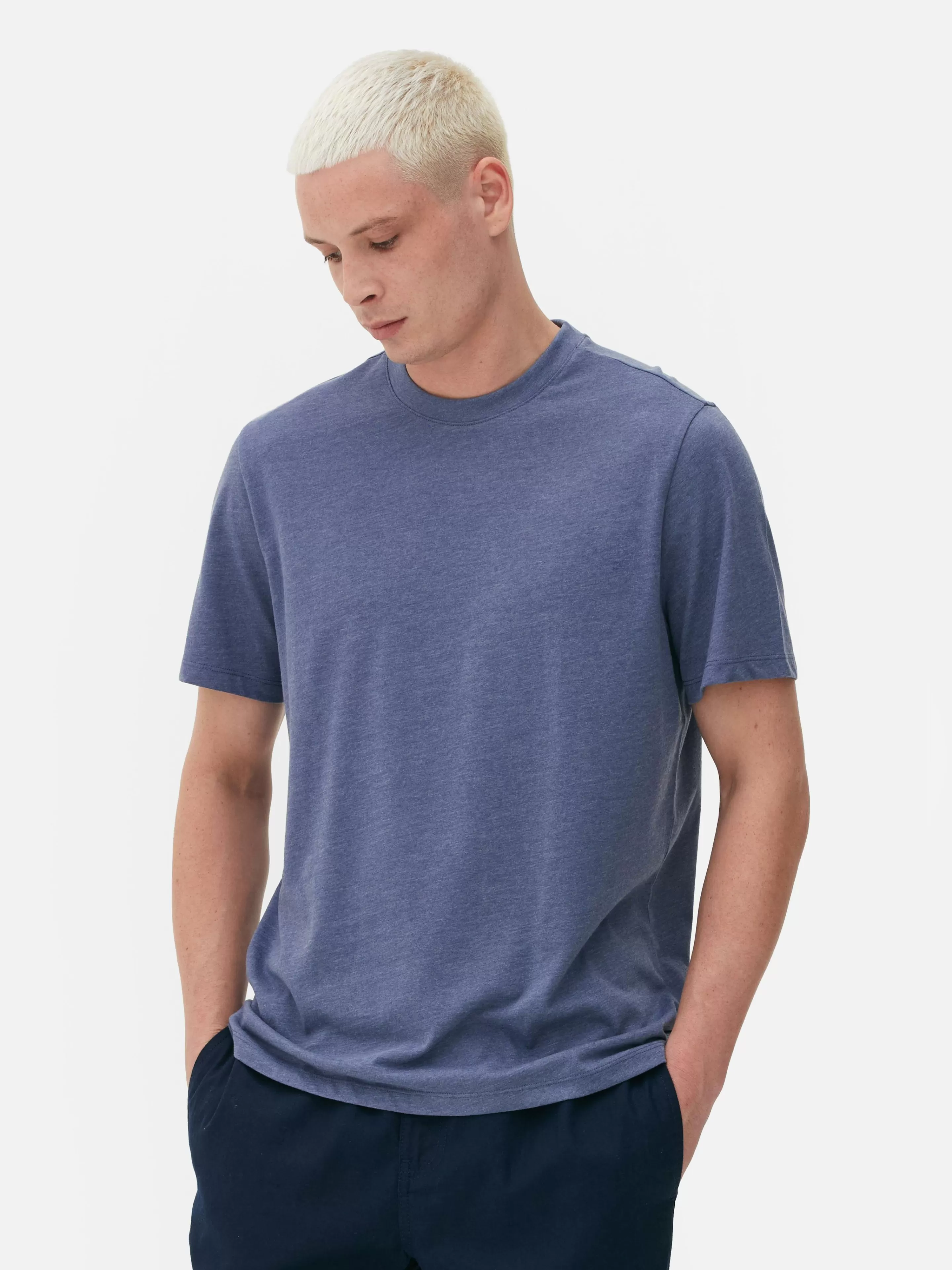 Primark Tops Und T-Shirts | Meliertes Regular-Fit T-Shirt Blau