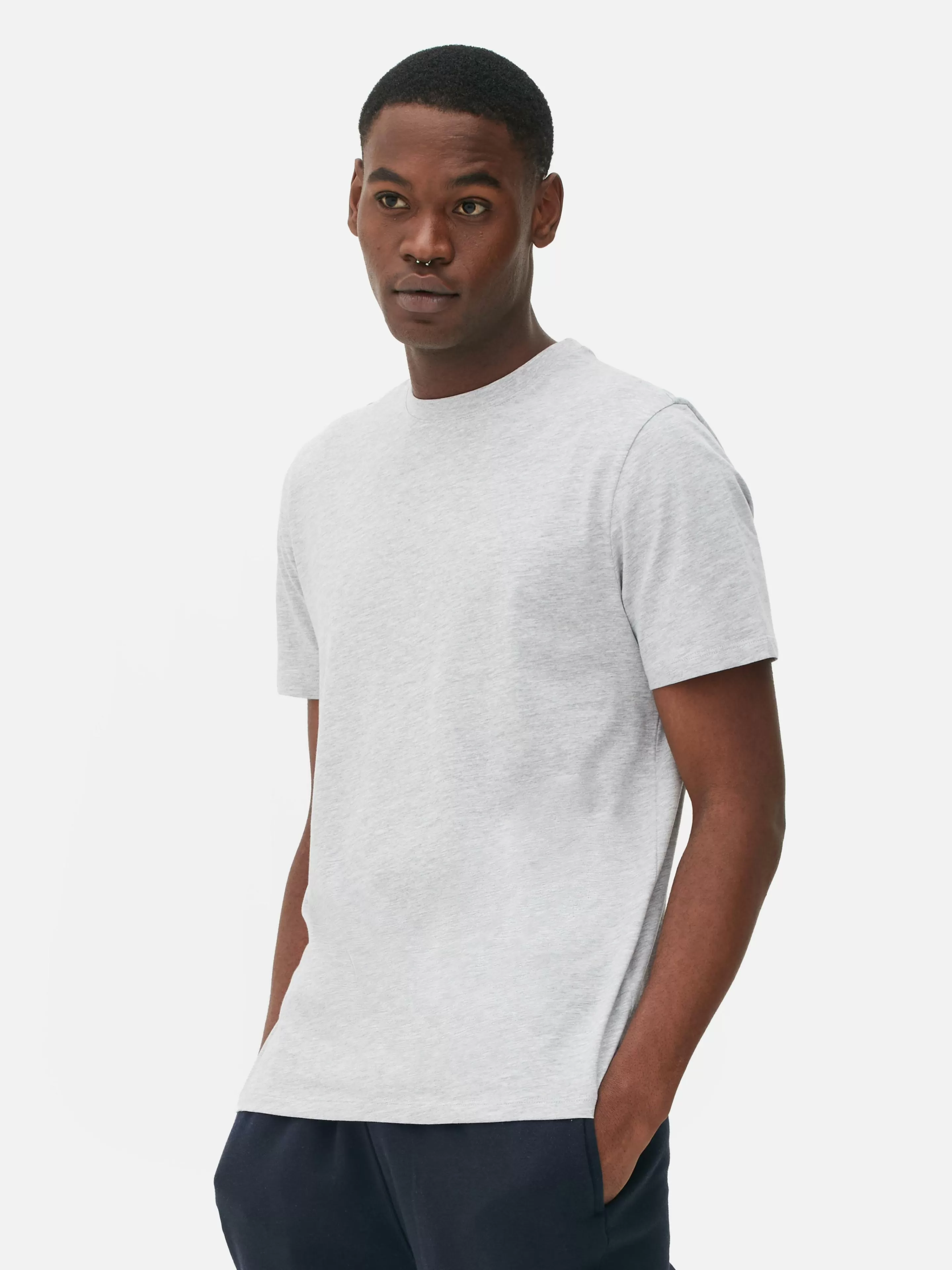 Primark Tops Und T-Shirts | Meliertes Regular-Fit-T-Shirt Grau meliert