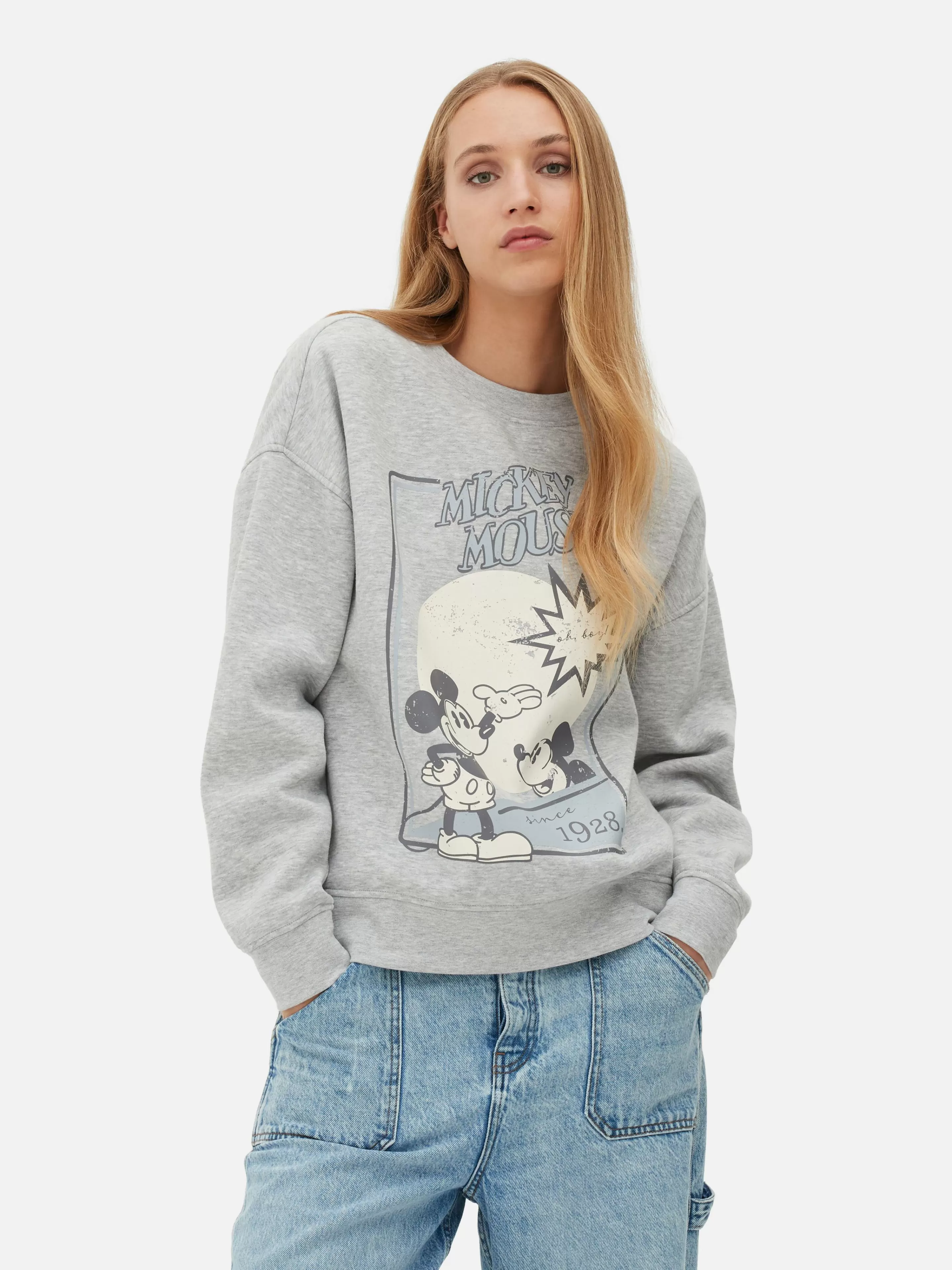 Primark Hoodies Und Sweatshirts | „Micky Maus“ Sweatshirt Mit Skizzen-Print Grau