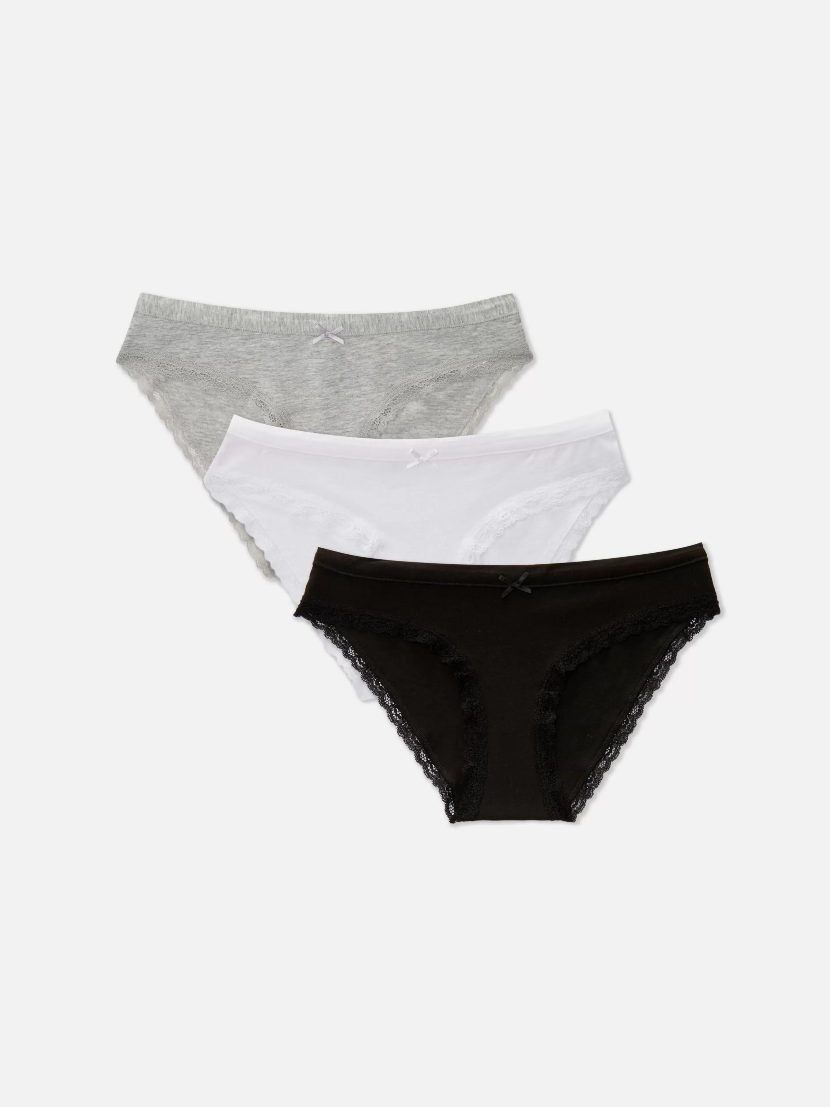 Primark Slips | Minislips Mit Spitzenbesatz, 3er-Pack Schwarz/Weiß