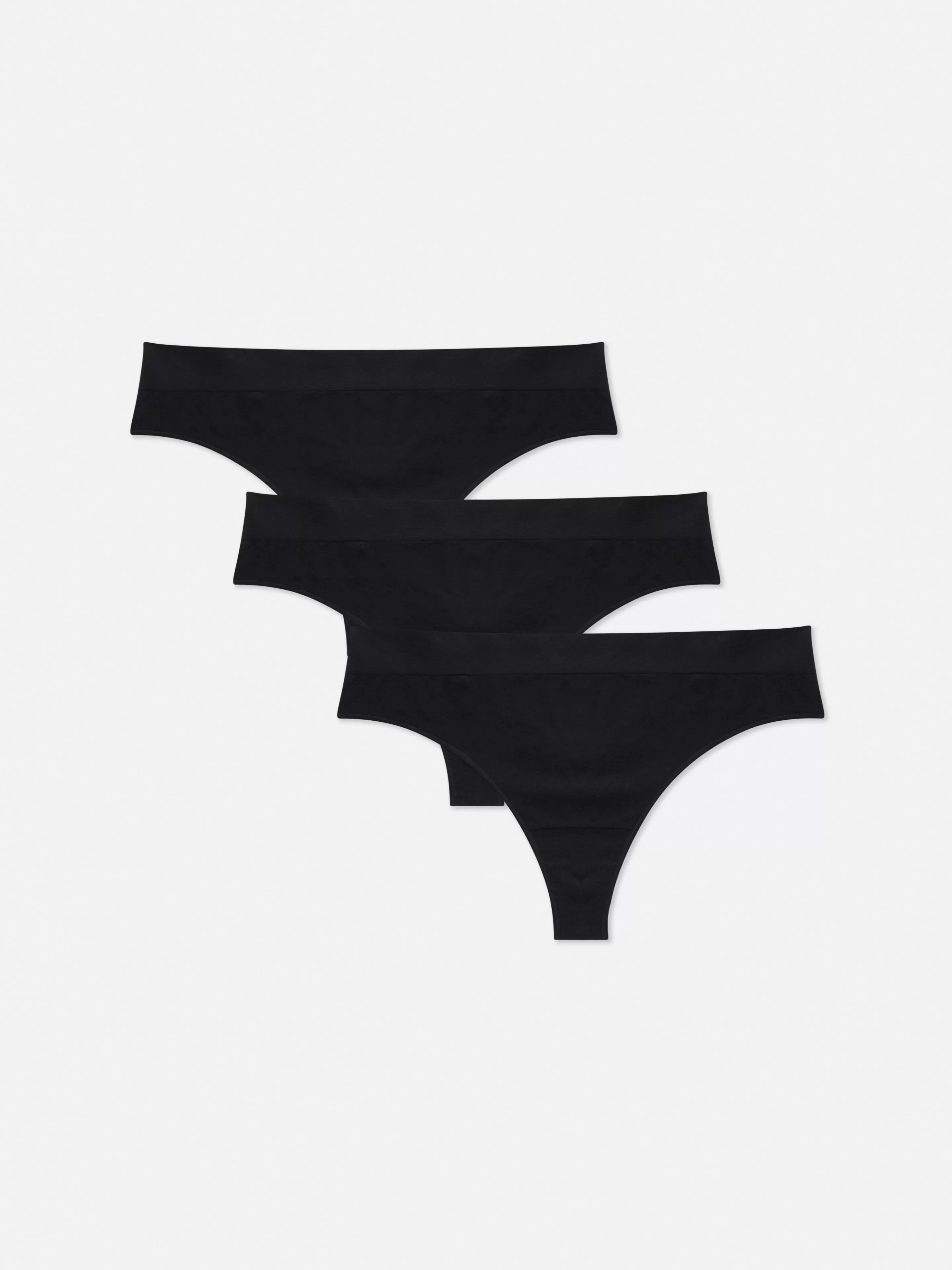 Primark Slips | Nahtlose Essential-Tangas, 3er-Pack Schwarz