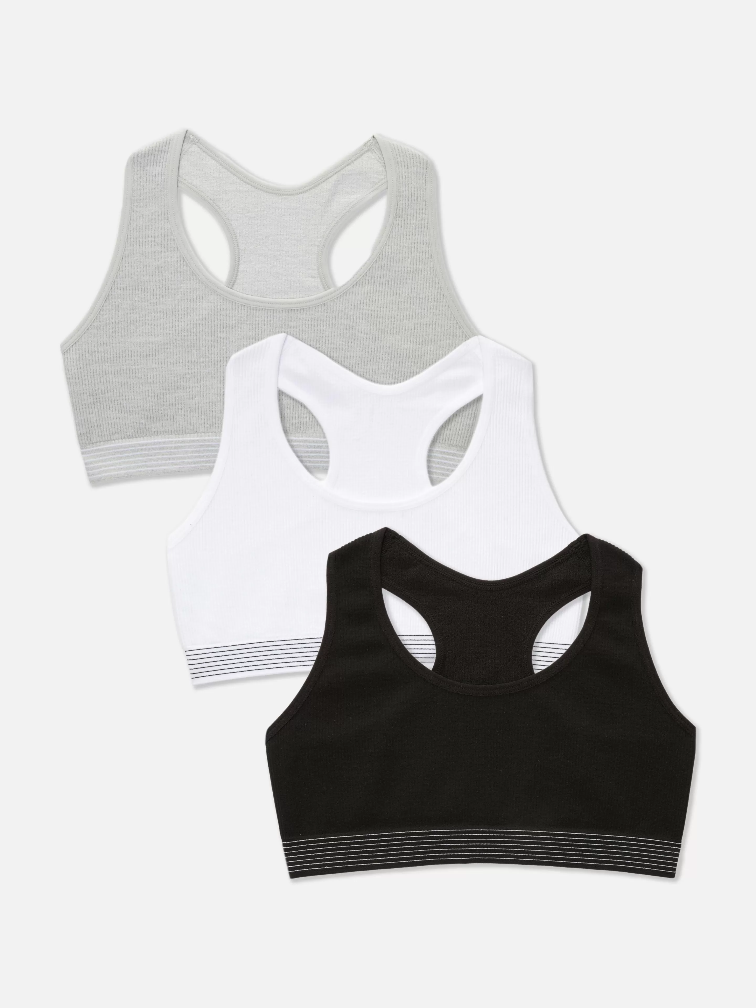 Primark Unterwäsche | Nahtlose, Kurze Tops Mit Racerback, 3er-Pack Schwarz