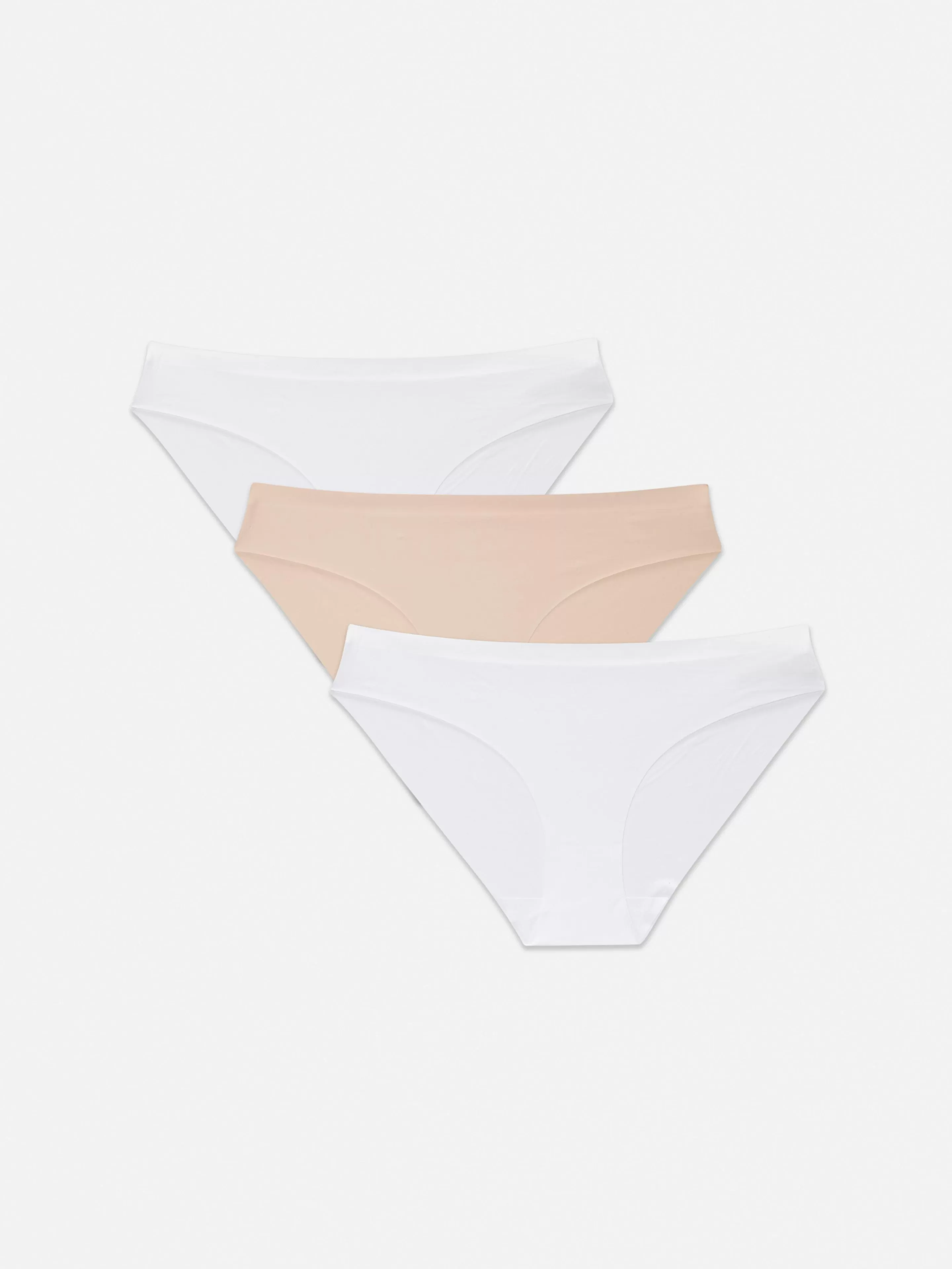 Primark Slips | Nahtlose Mini-Slips, 3er-Pack Weiß/Taupe