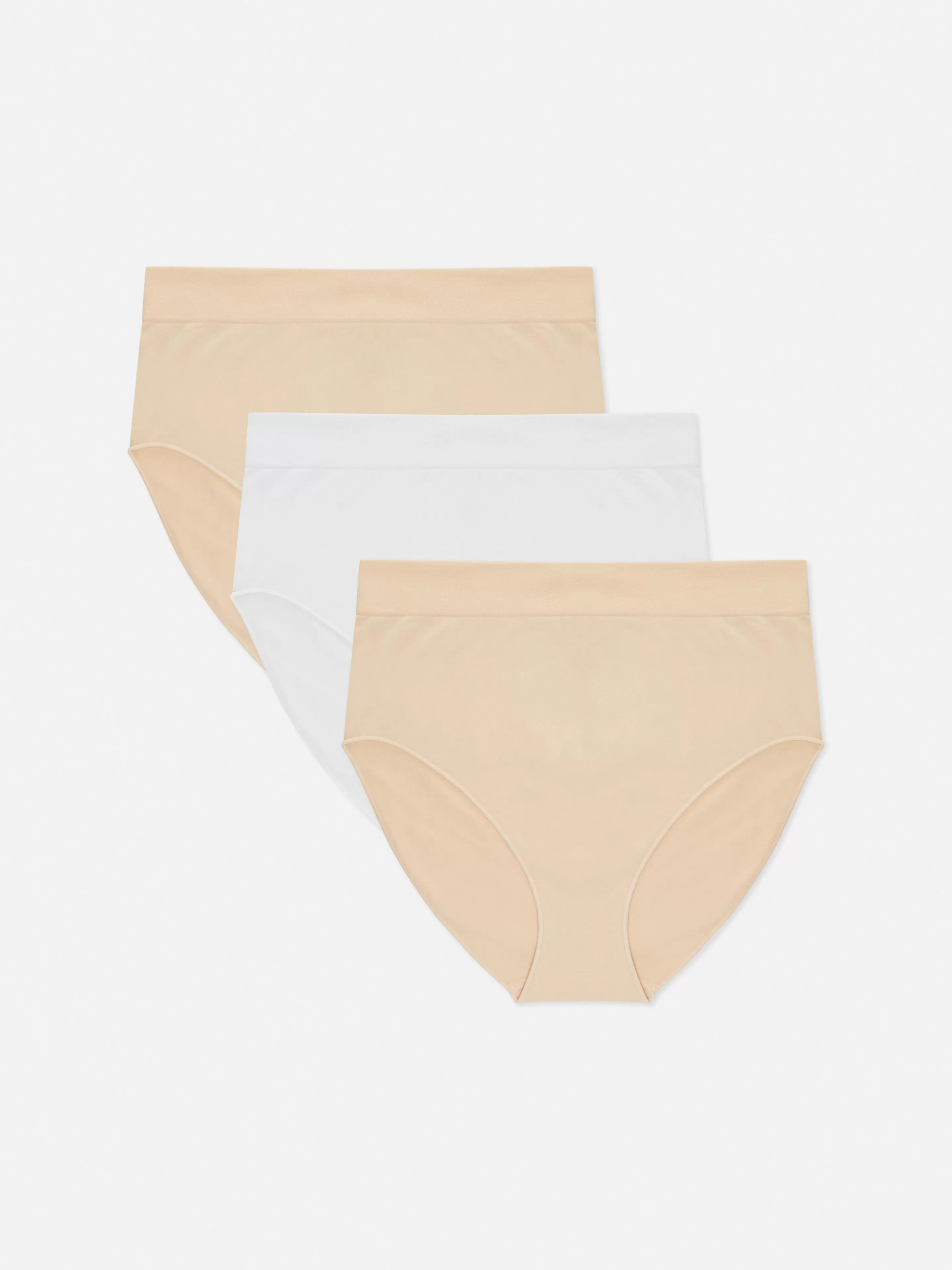 Primark Slips | Nahtlose Slips Mit Hohem Bund, 3er-Pack Taupefarben