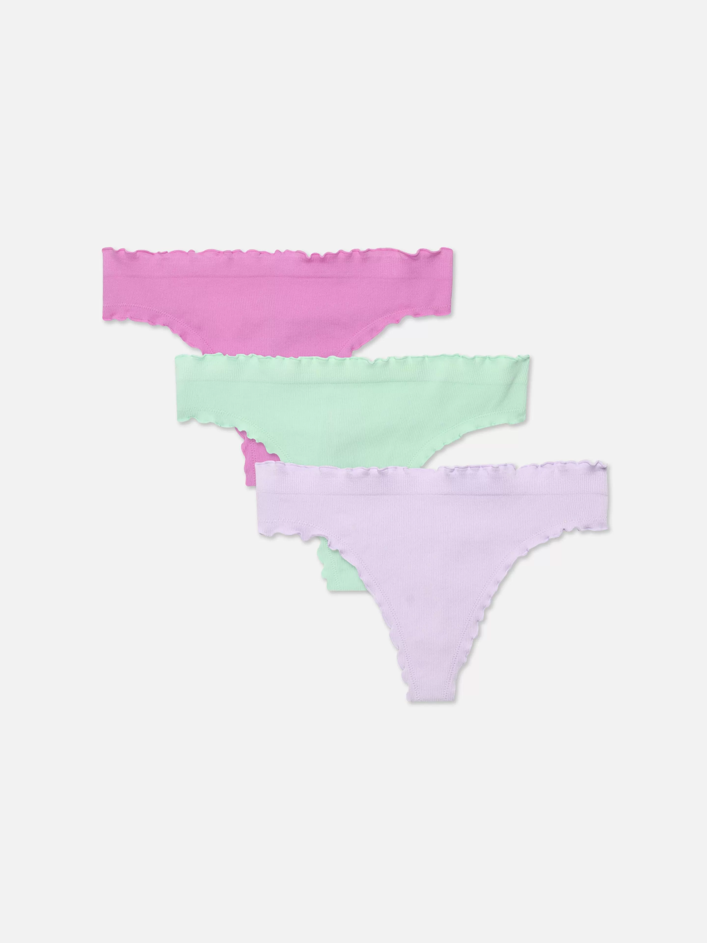 Primark Slips | Nahtlose Tangas Mit Gekräuseltem Saum, 3er-Pack Pink