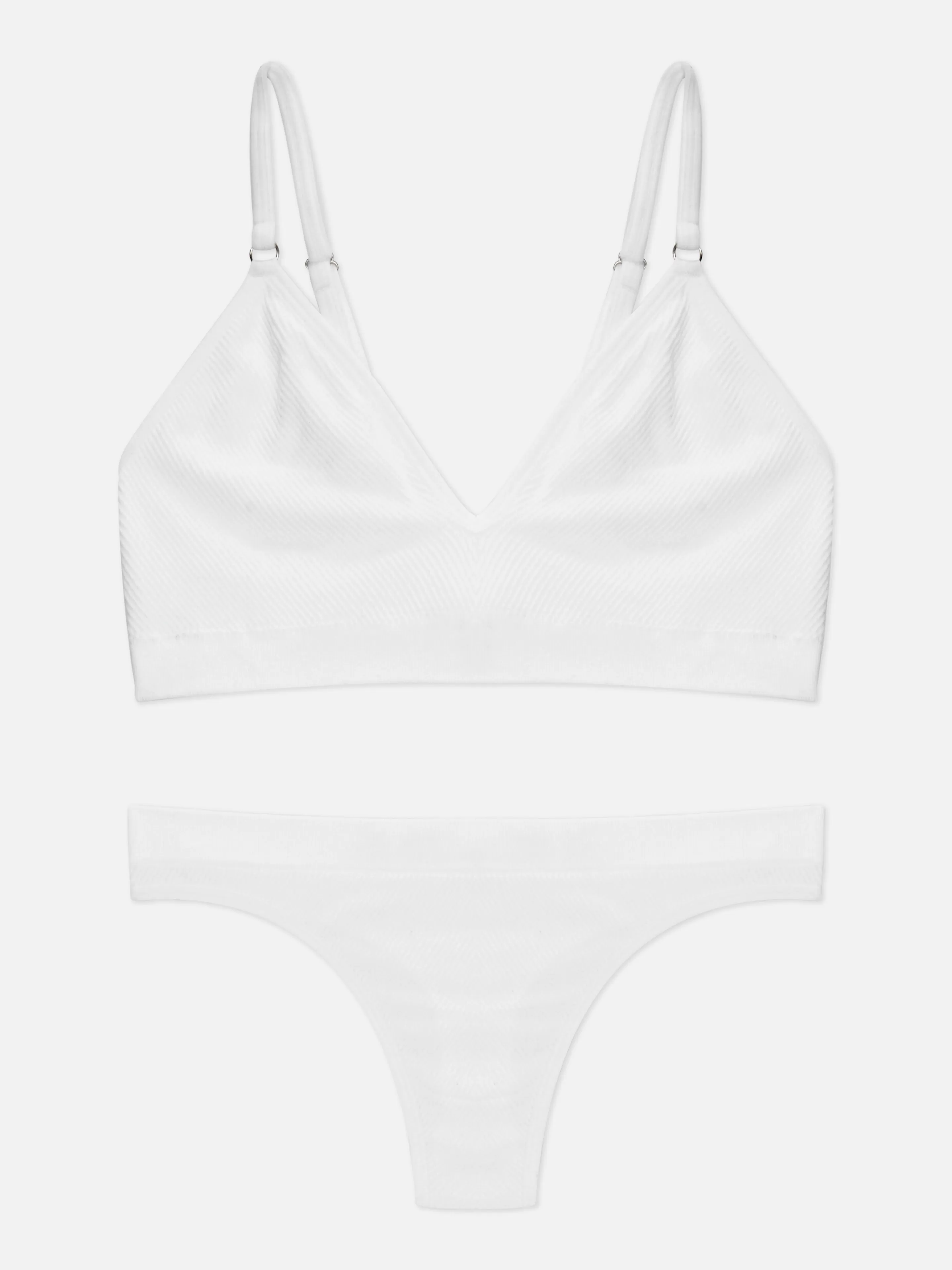 Primark Dessous-Sets | Nahtloses Set Mit Triangel-Bralette-BH Und Tanga Weiß