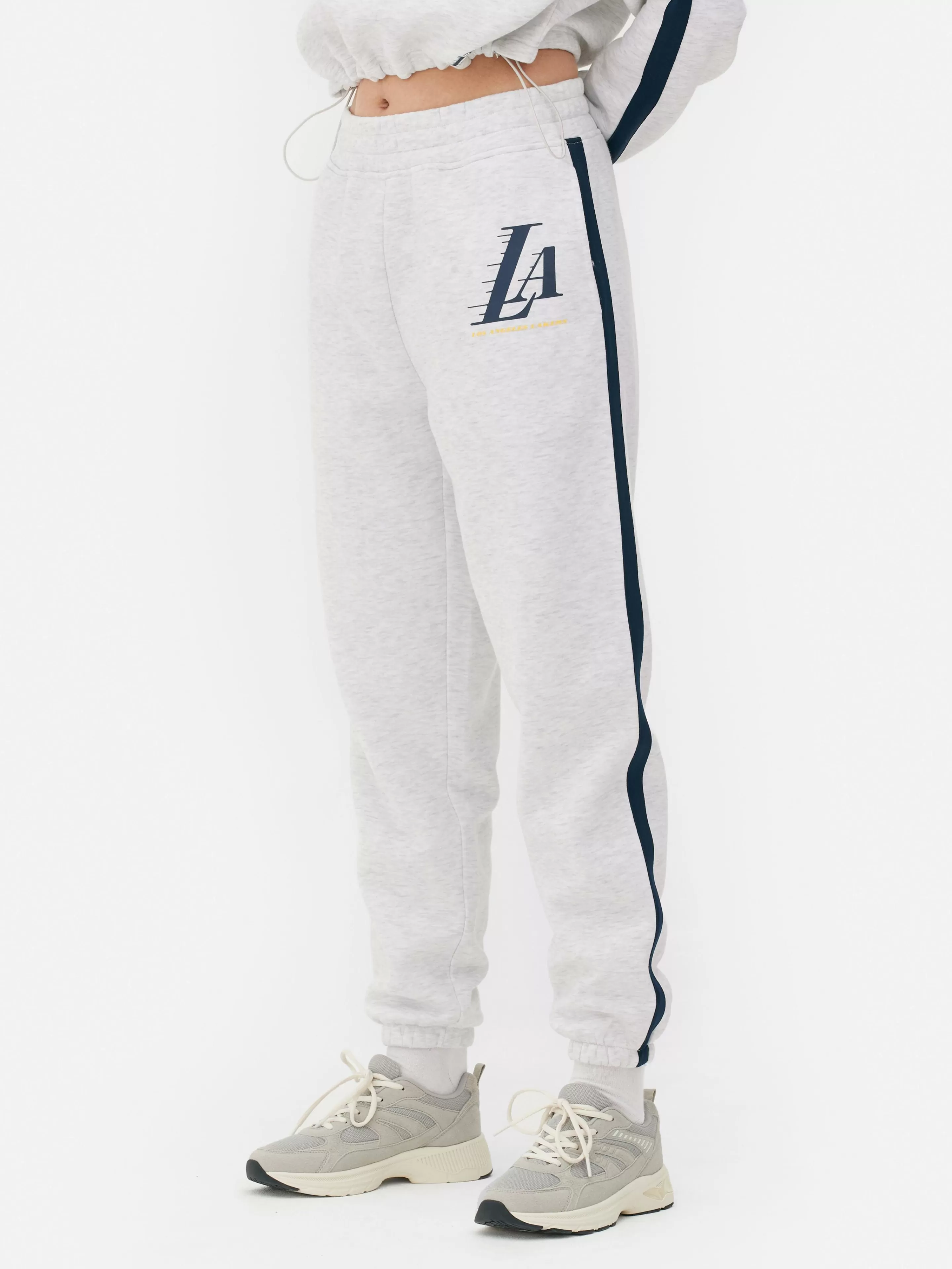 Primark Loungewear | „NBA Los Angeles Lakers“ Jogginghose Mit Streifen Grau meliert