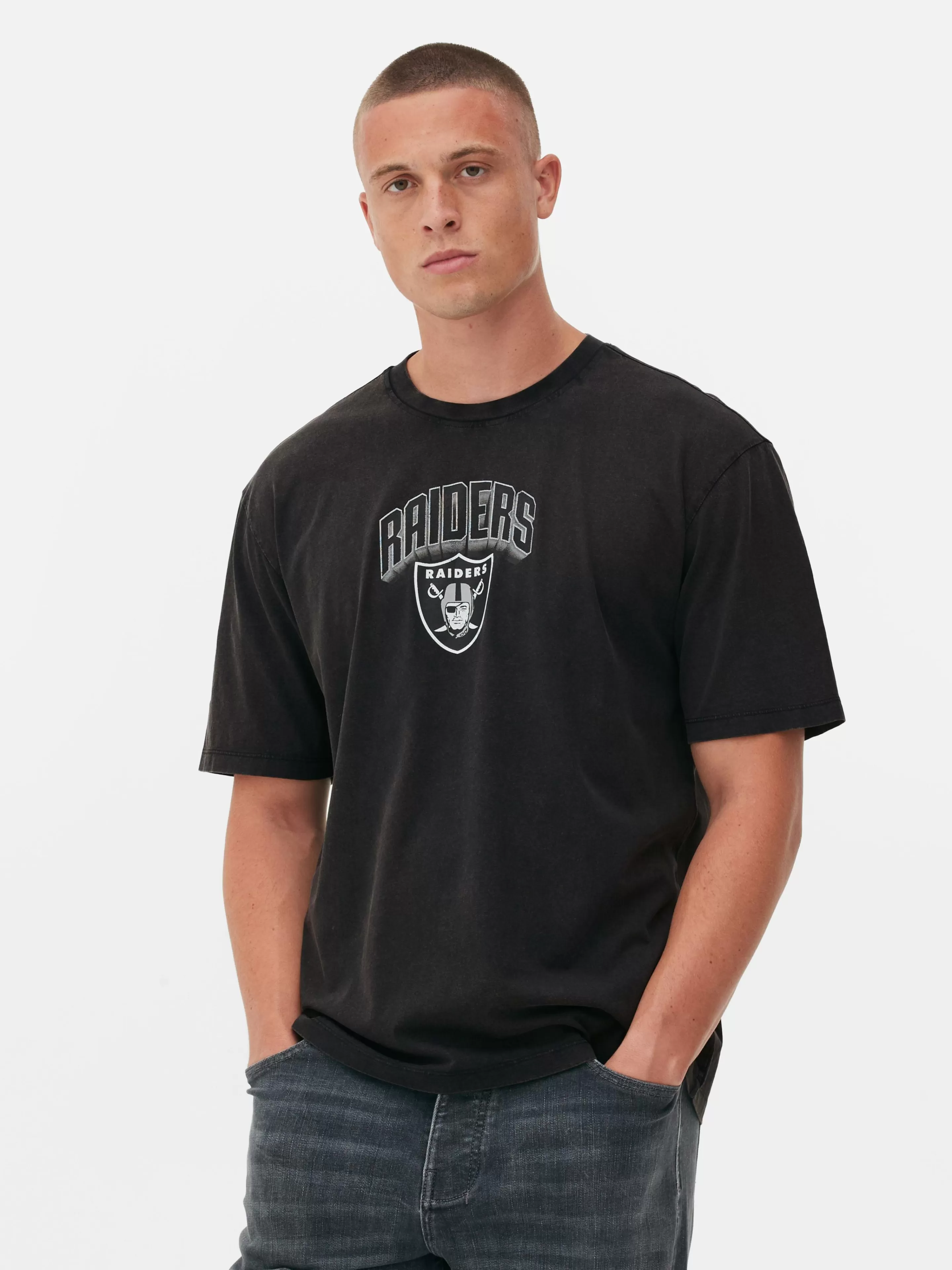 Primark Grafik-T-Shirts Und -Sweatshirts | Tops Und T-Shirts | „NFL Las Vegas Raiders“ T-Shirt Mit Grafik Anthrazitfarben