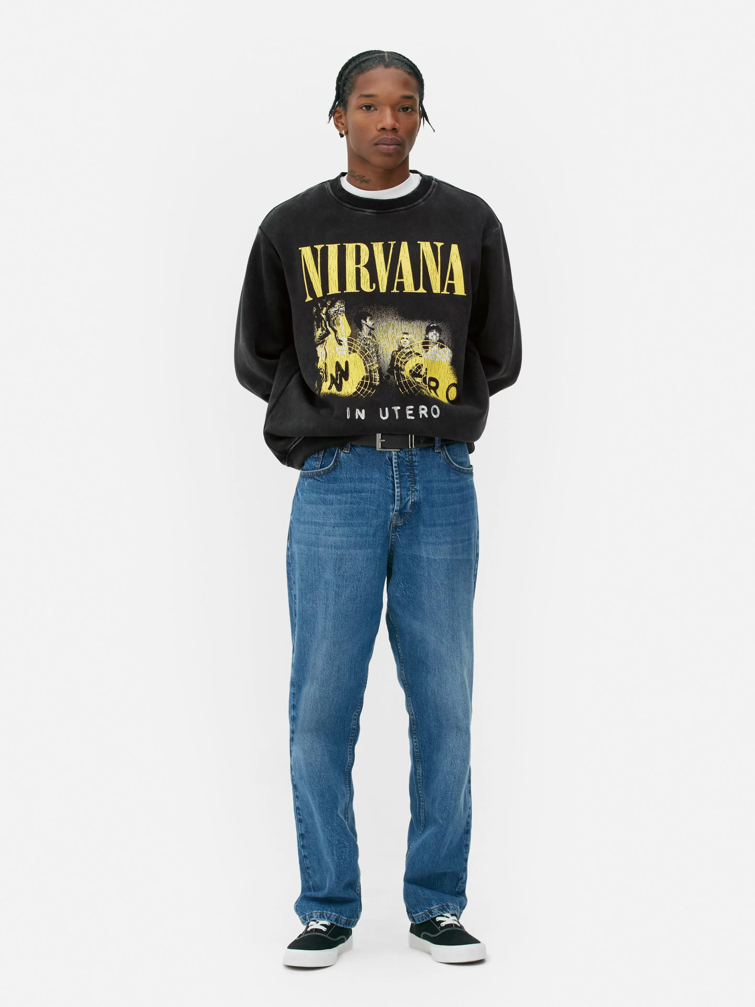 Primark Grafik-T-Shirts Und -Sweatshirts | Hoodies Und Sweatshirts | „Nirvana“ Sweatshirt Im Washed-Look Anthrazitfarben