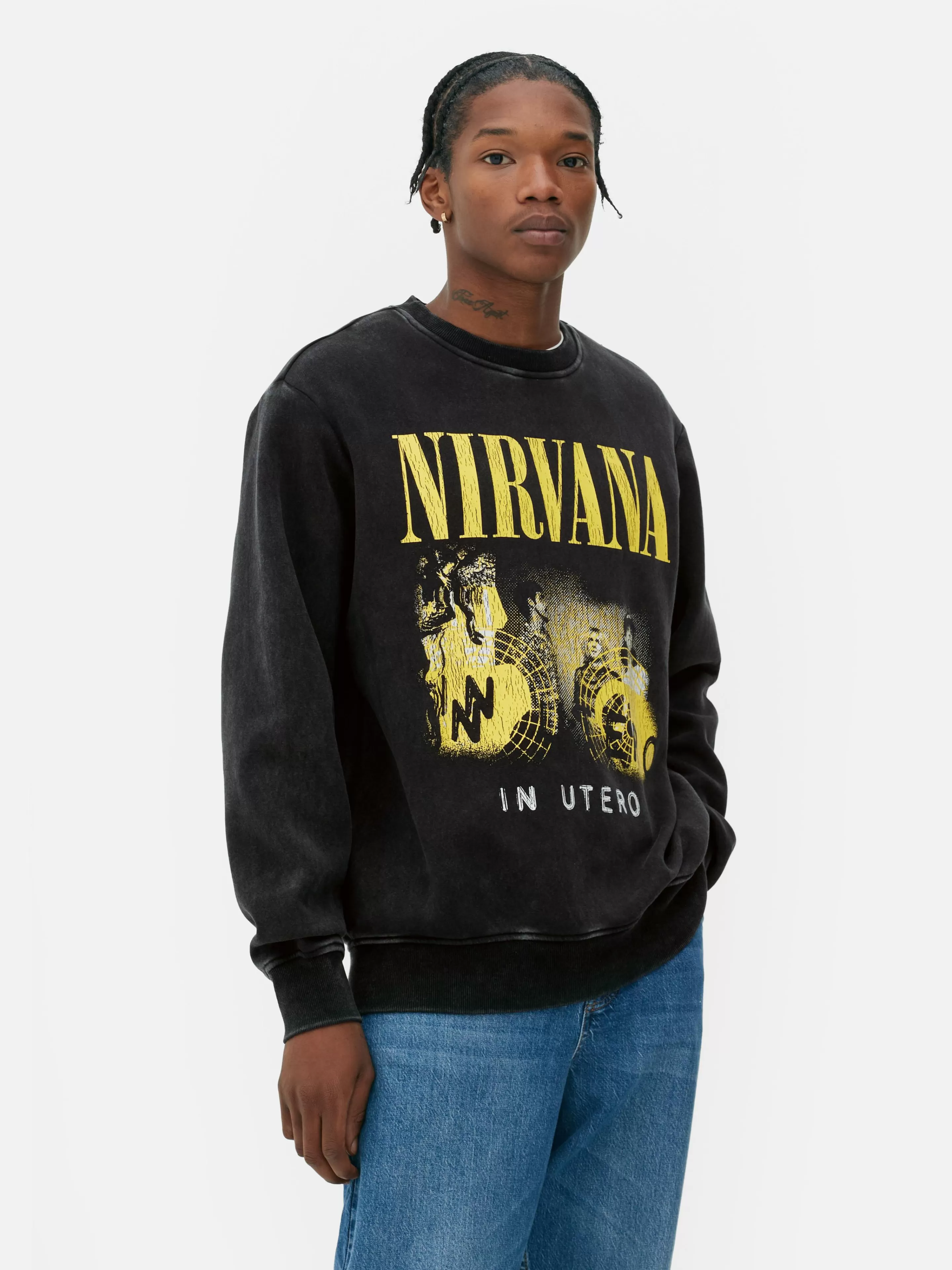 Primark Grafik-T-Shirts Und -Sweatshirts | Hoodies Und Sweatshirts | „Nirvana“ Sweatshirt Im Washed-Look Anthrazitfarben