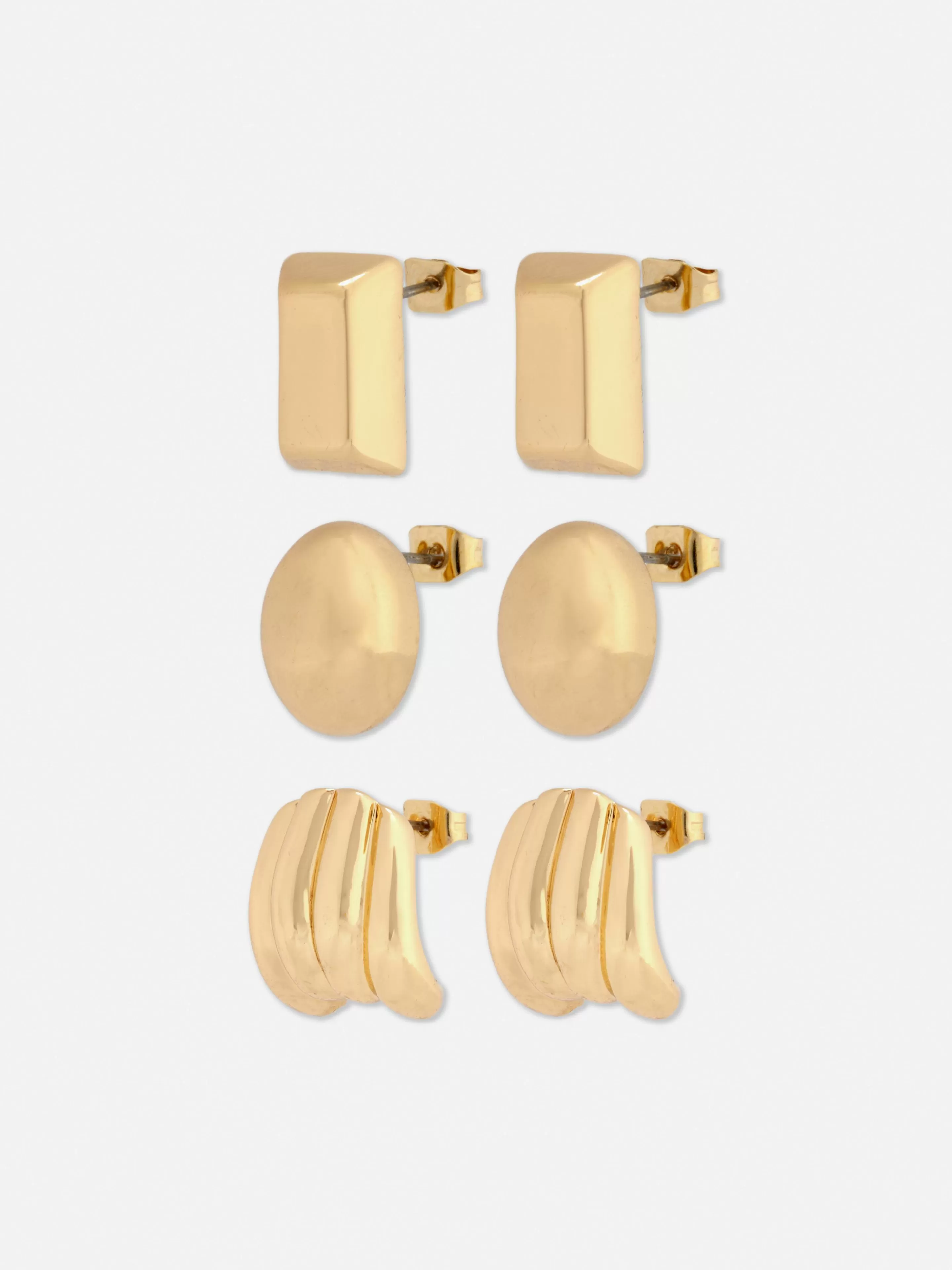 Primark Schmuck | Ohrstecker Mit Skulpturalem Design, 3er-Pack Gelb