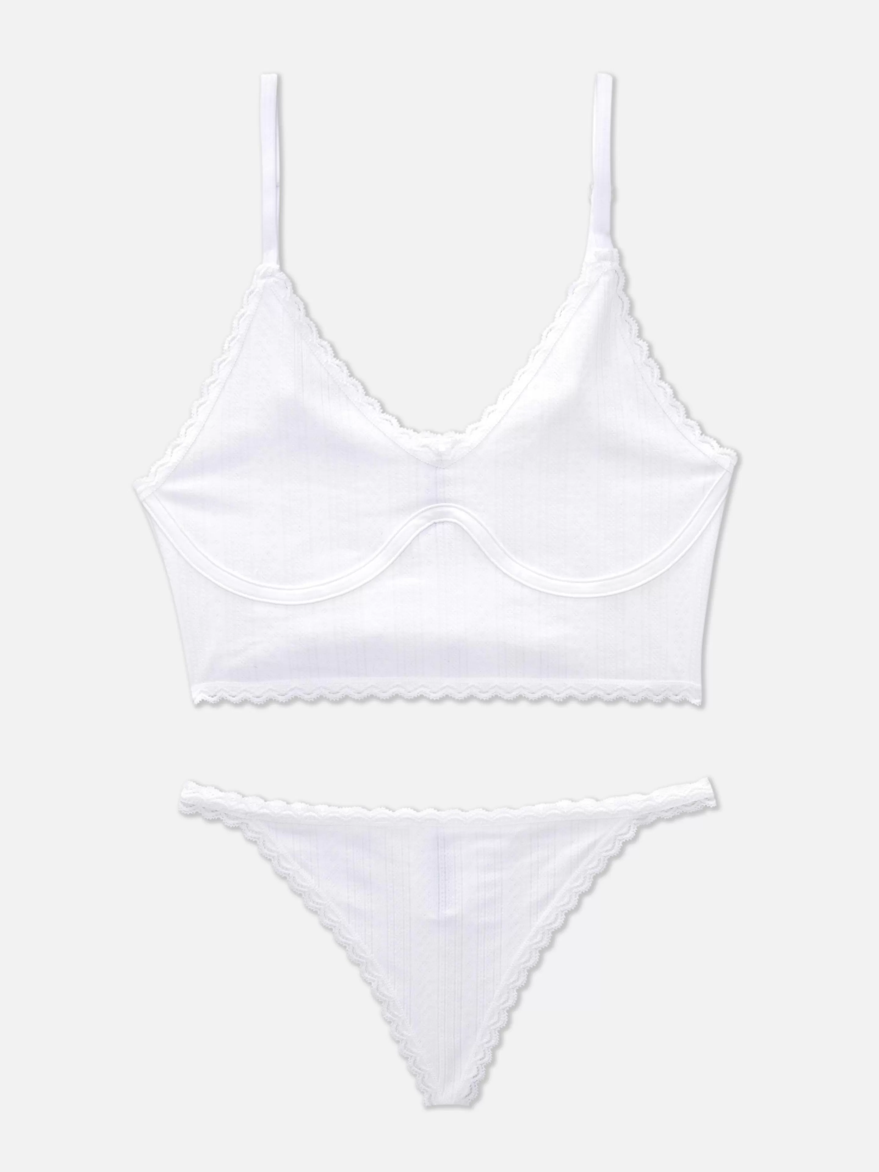 Primark Dessous-Sets | Pointelle-Unterwäscheset Mit Ungepolstertem Bralette Weiß