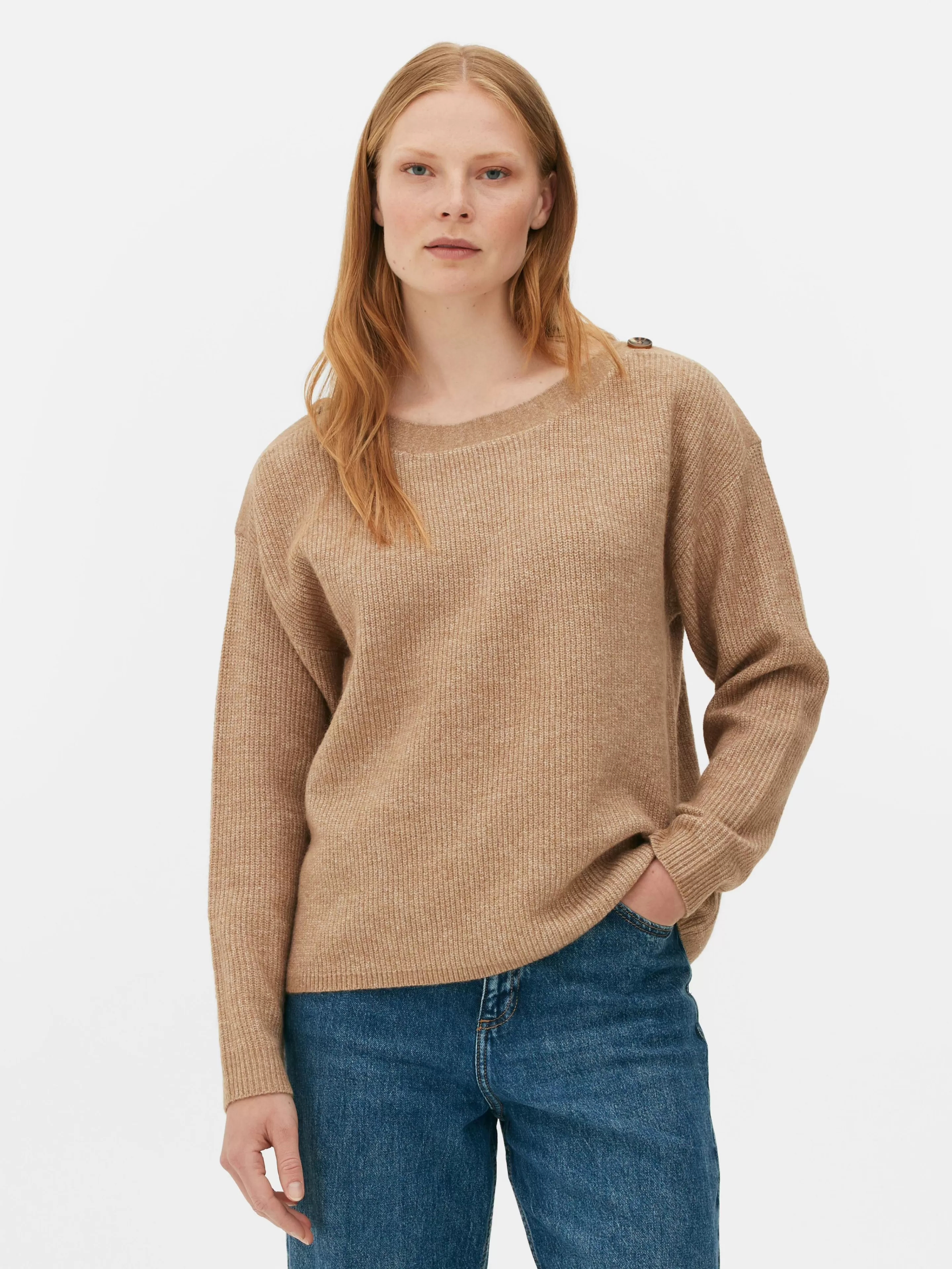 Primark Pullover Und Cardigans | Pullover Mit Schulterknöpfen Und U-Boot-Ausschnitt Taupefarben