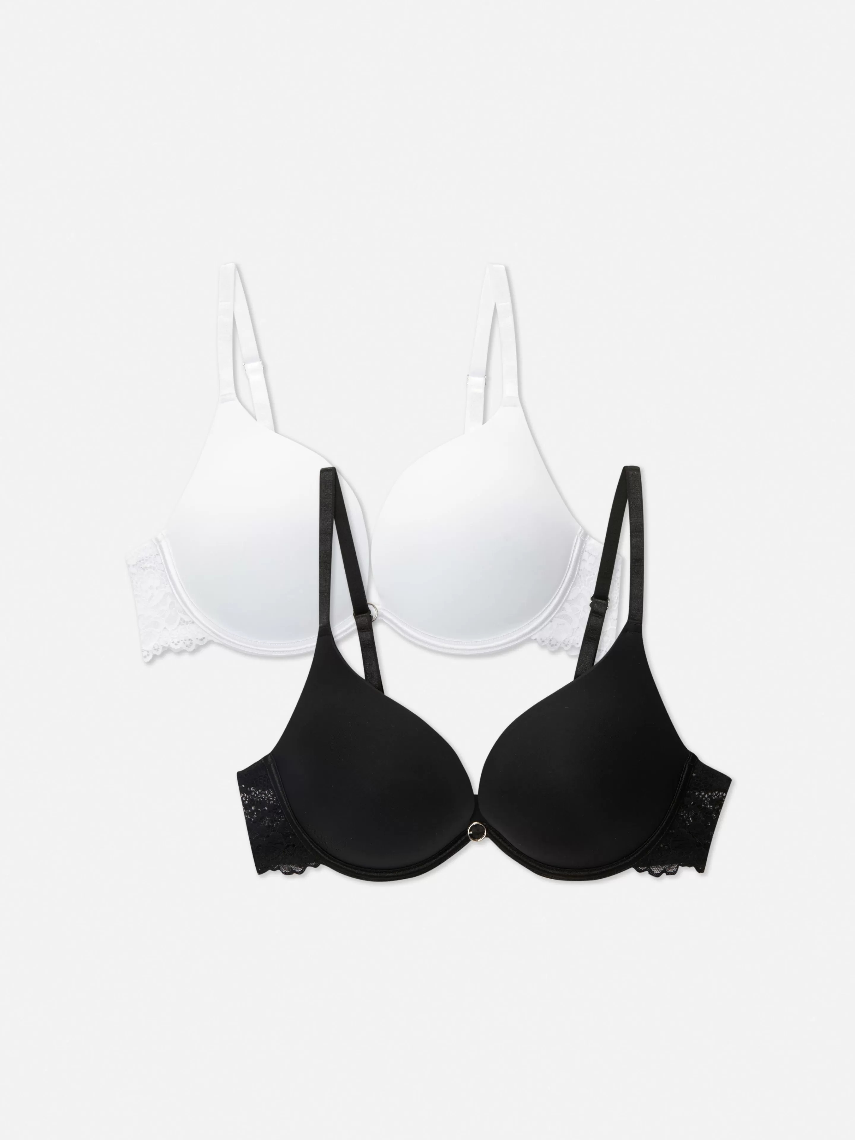 Primark Bhs | Push-up-BHs Mit Spitzenbesatz, 2er-Pack Schwarz