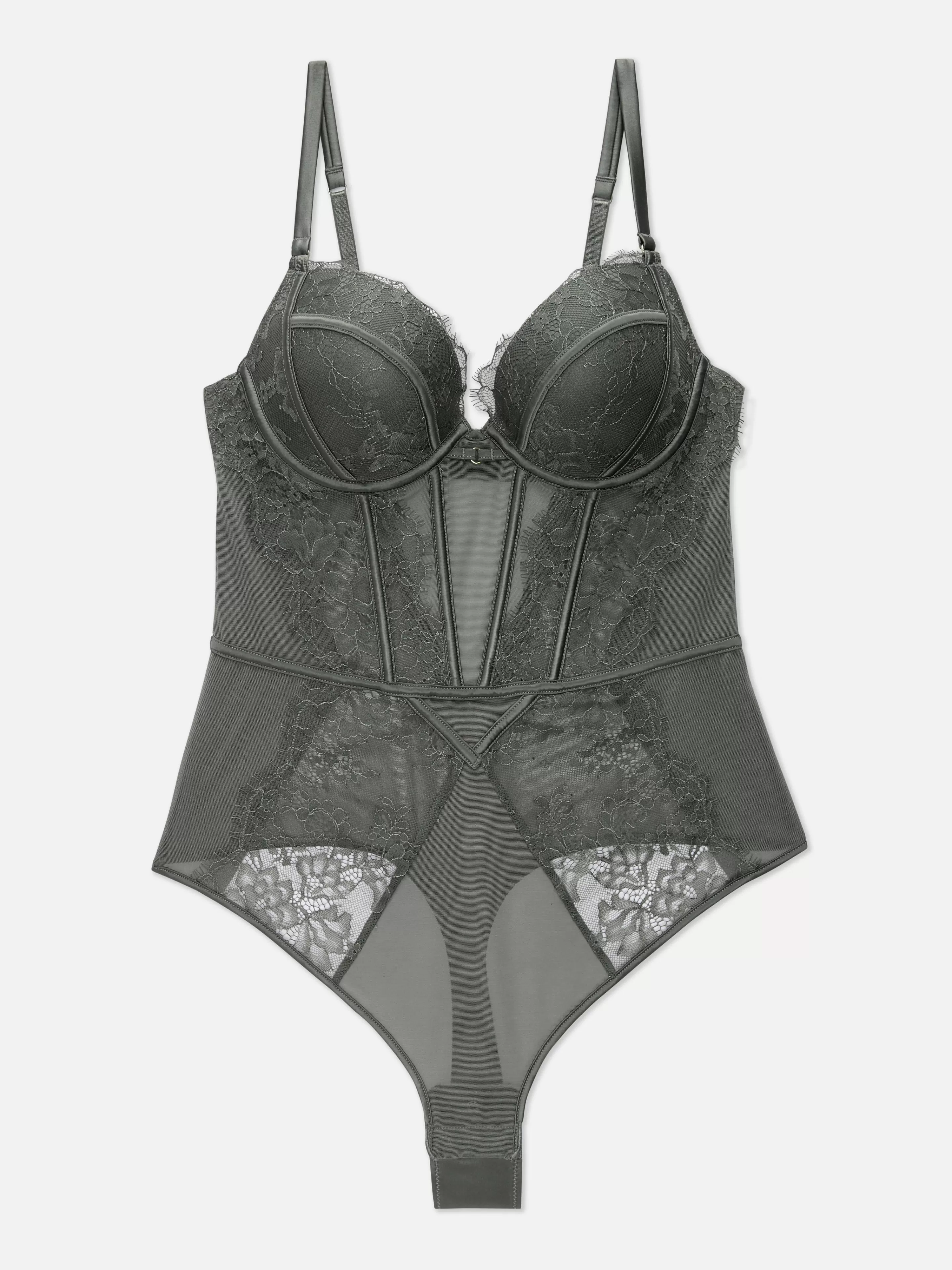 Primark Dessous-Sets | Push-Up-Bodysuit Mit Spitze Khakifarben