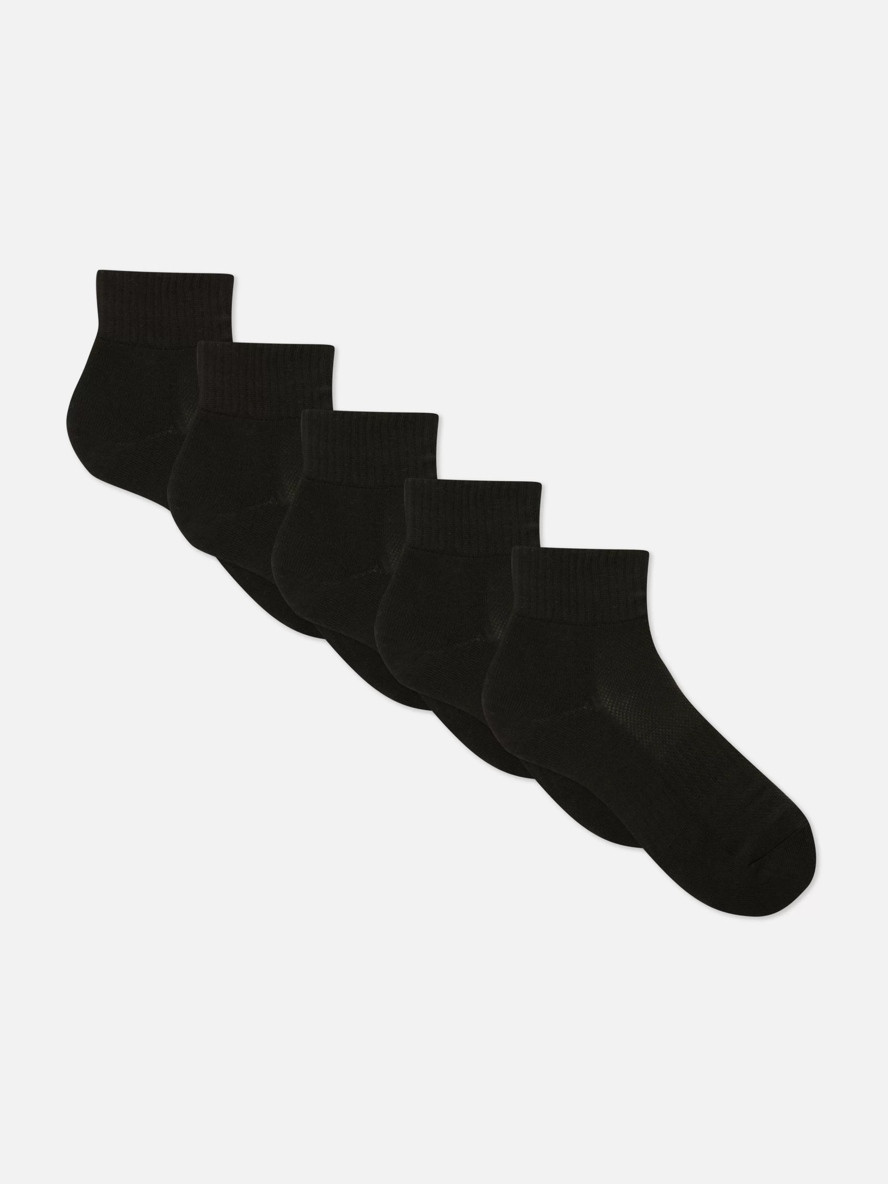 Primark Socken | Quarter Crew Socken, 5er-Pack Schwarz