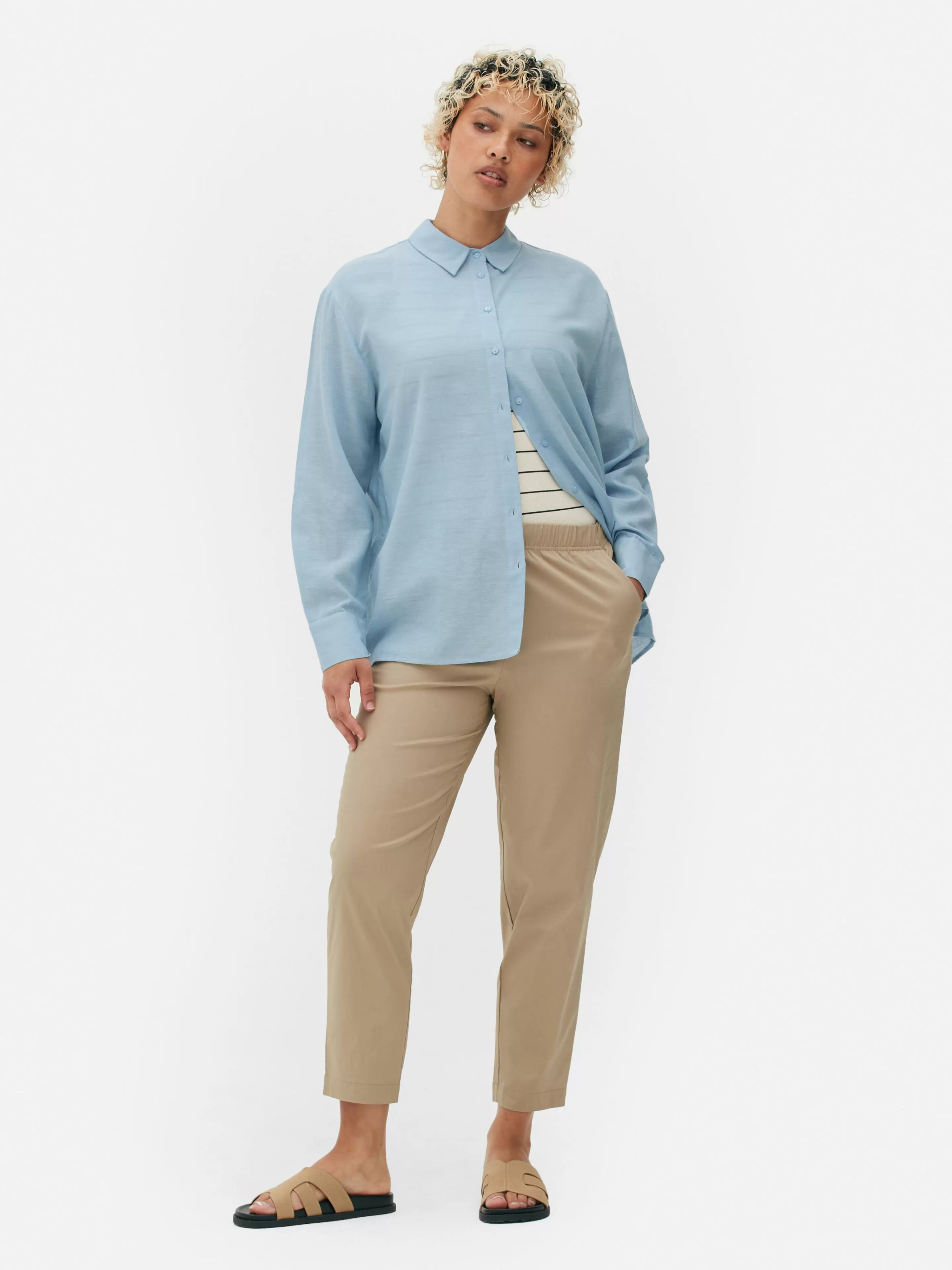 Primark Blusen | Regular-Fit-Hemd Mit Knopfleiste Blau