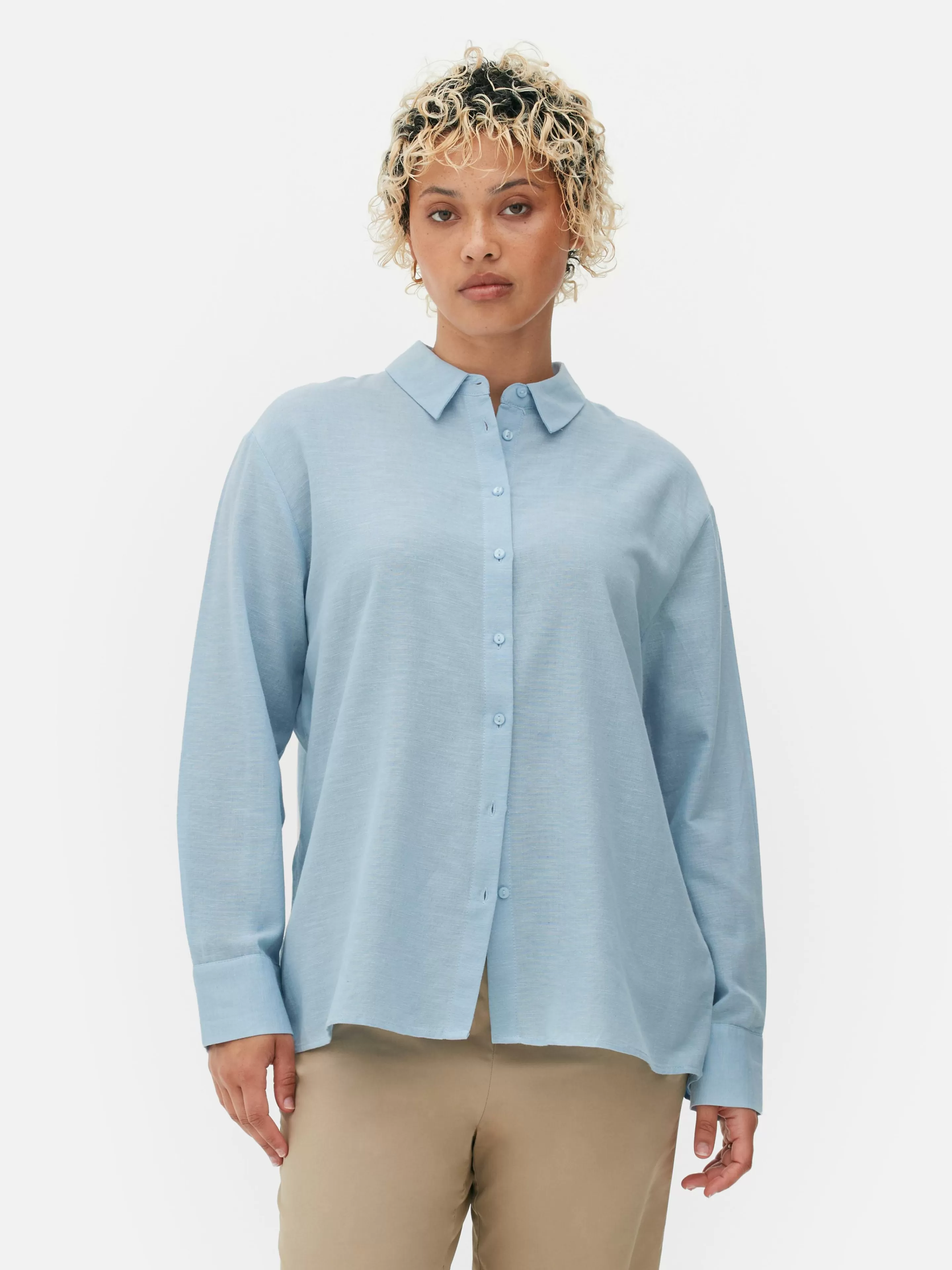 Primark Blusen | Regular-Fit-Hemd Mit Knopfleiste Blau