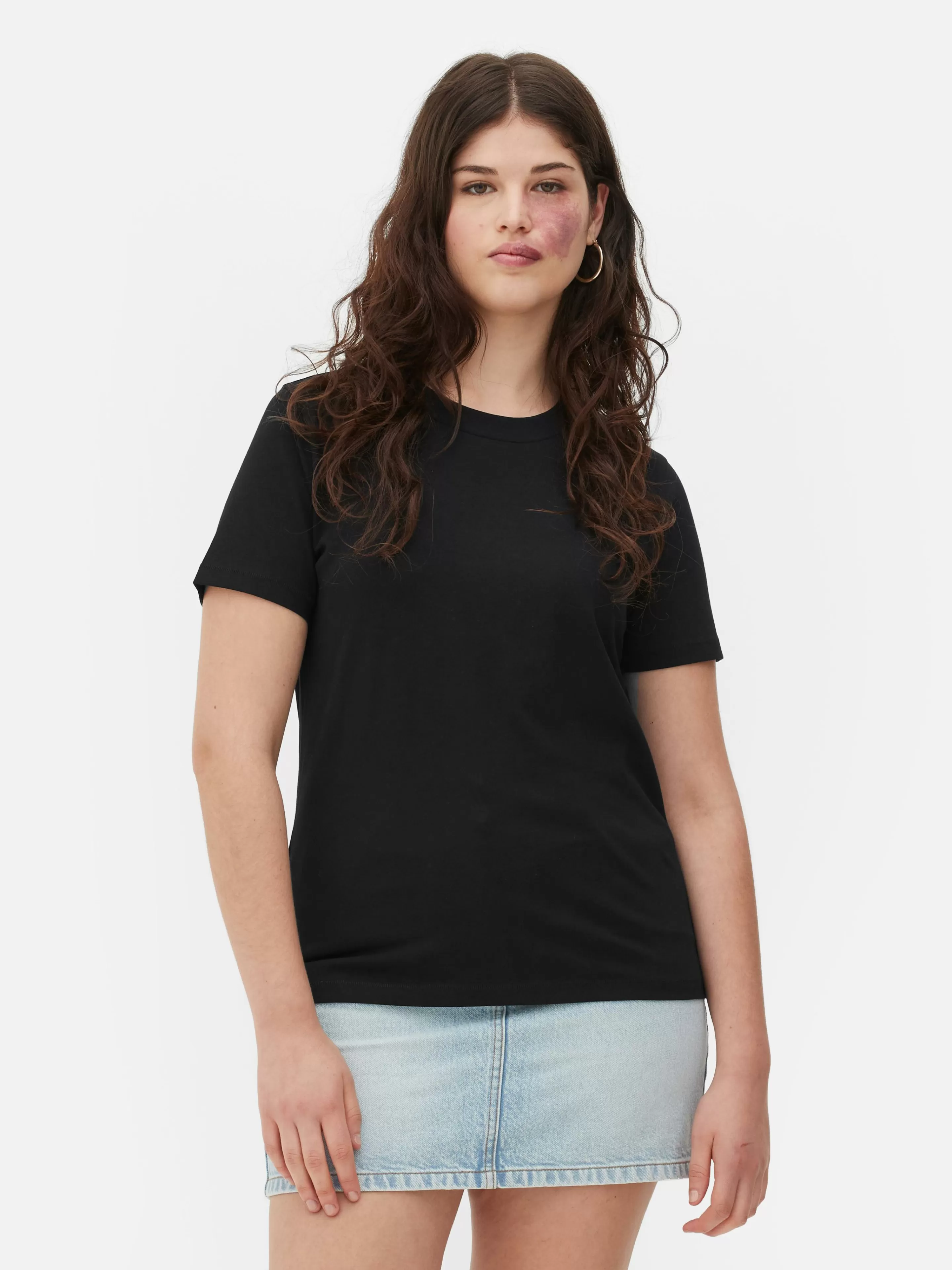 Primark Tops Und T-Shirts | Regular-Fit-T-Shirt Mit Rundhalsausschnitt Schwarz