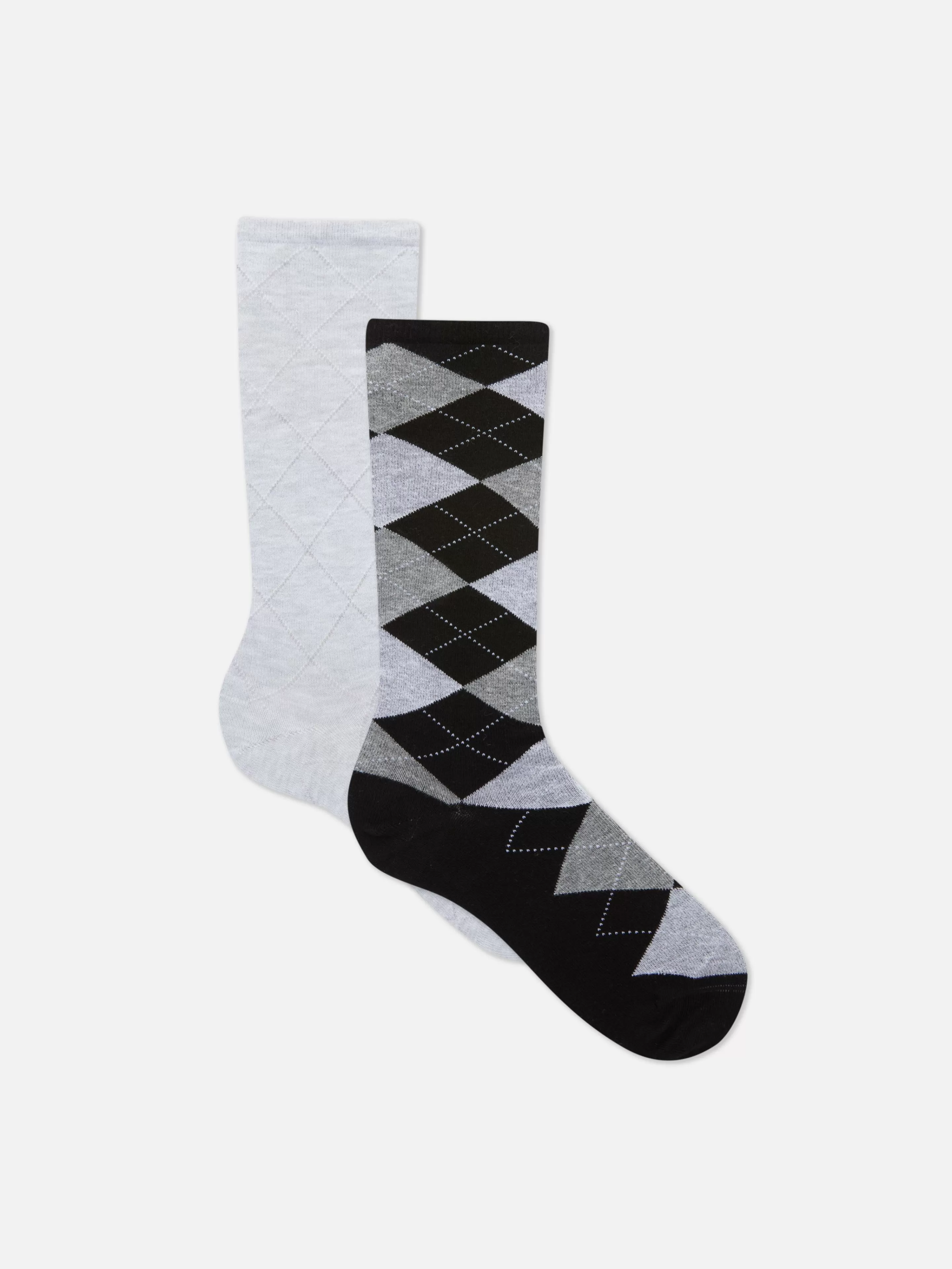 Primark Socken | „Rita Ora“ Crew-Socken Mit Argyle-Muster, 2er-Pack Anthrazitfarben