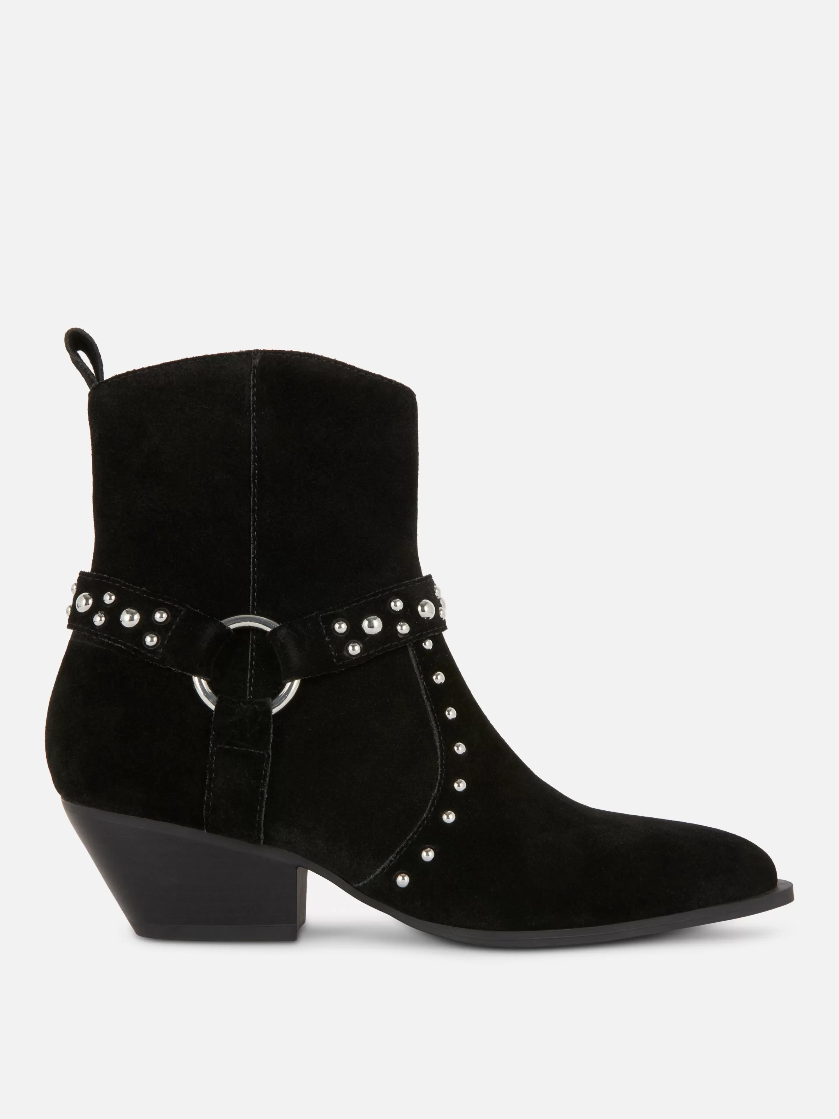 Primark Stiefel | „Rita Ora“ Stiefeletten In Wildleder-Optik Mit Nieten Schwarz