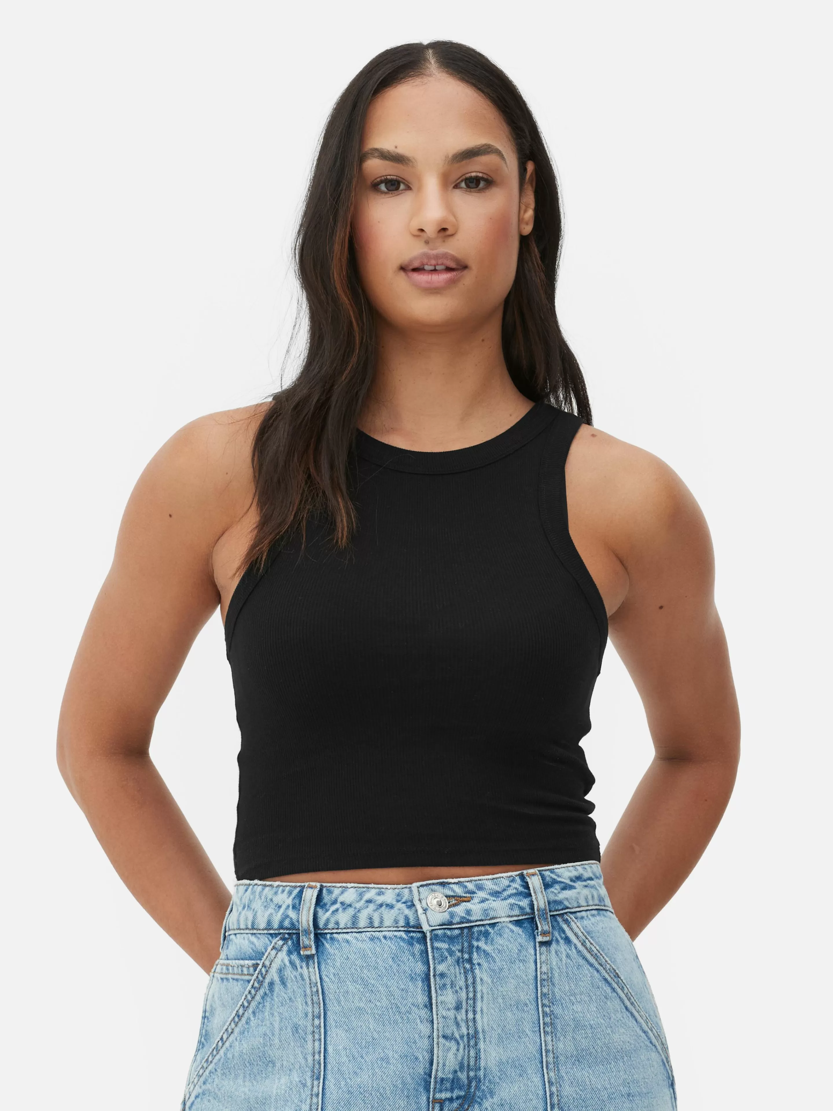 Primark Tops Und T-Shirts | Ärmelloses, Geripptes Racerback-Top Schwarz