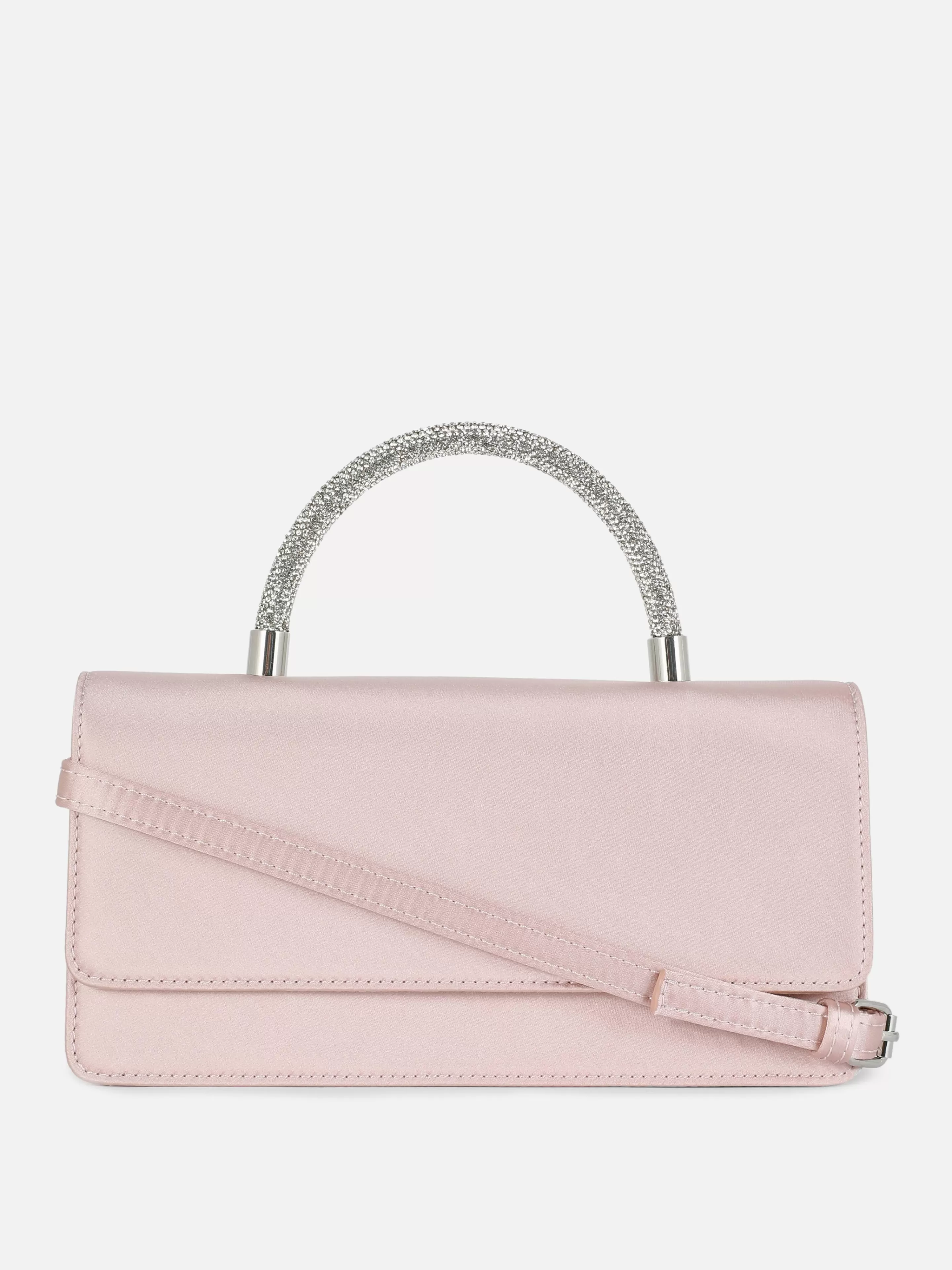 Primark Taschen Und Portemonnaies | Satin-Umhängetasche Mit Strassbesetztem Griff Rosa