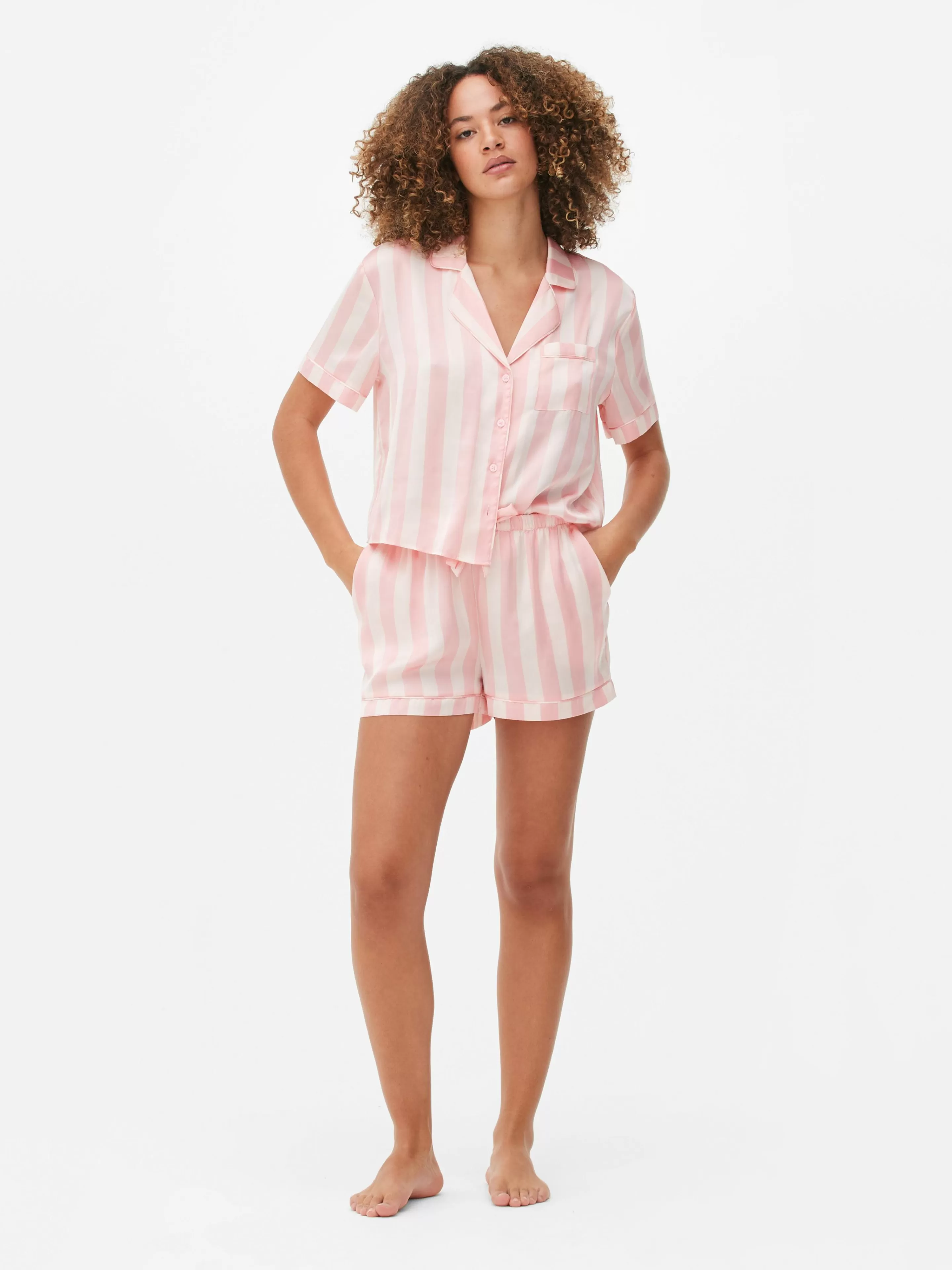 Primark Schlafanzüge | Schlafanzug Aus Satin Mit Top Und Shorts Hellrosa