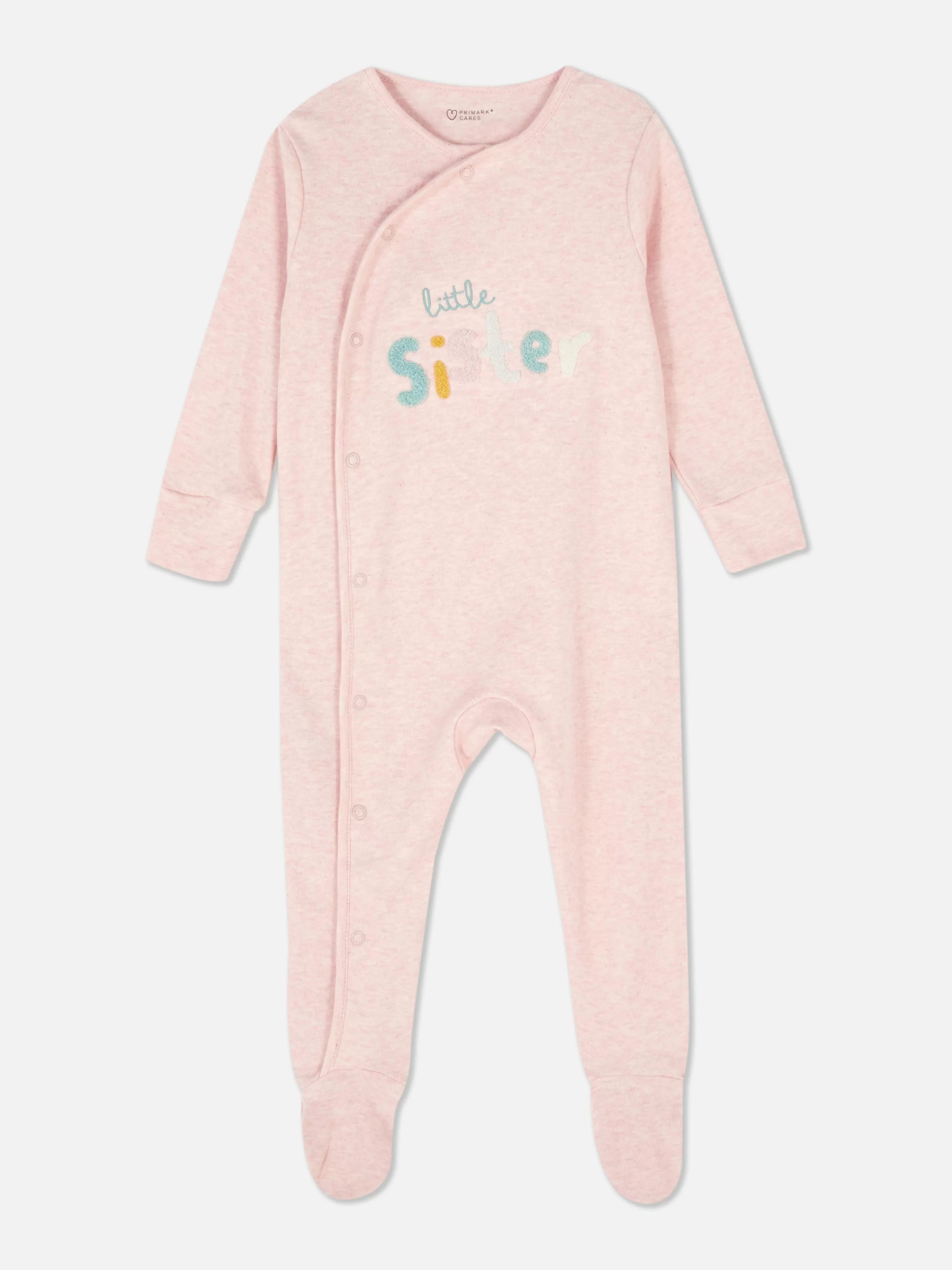 Primark Babygirls Und Strampler | Schlafanzug Mit „Little Sister“-Stickerei Rosa