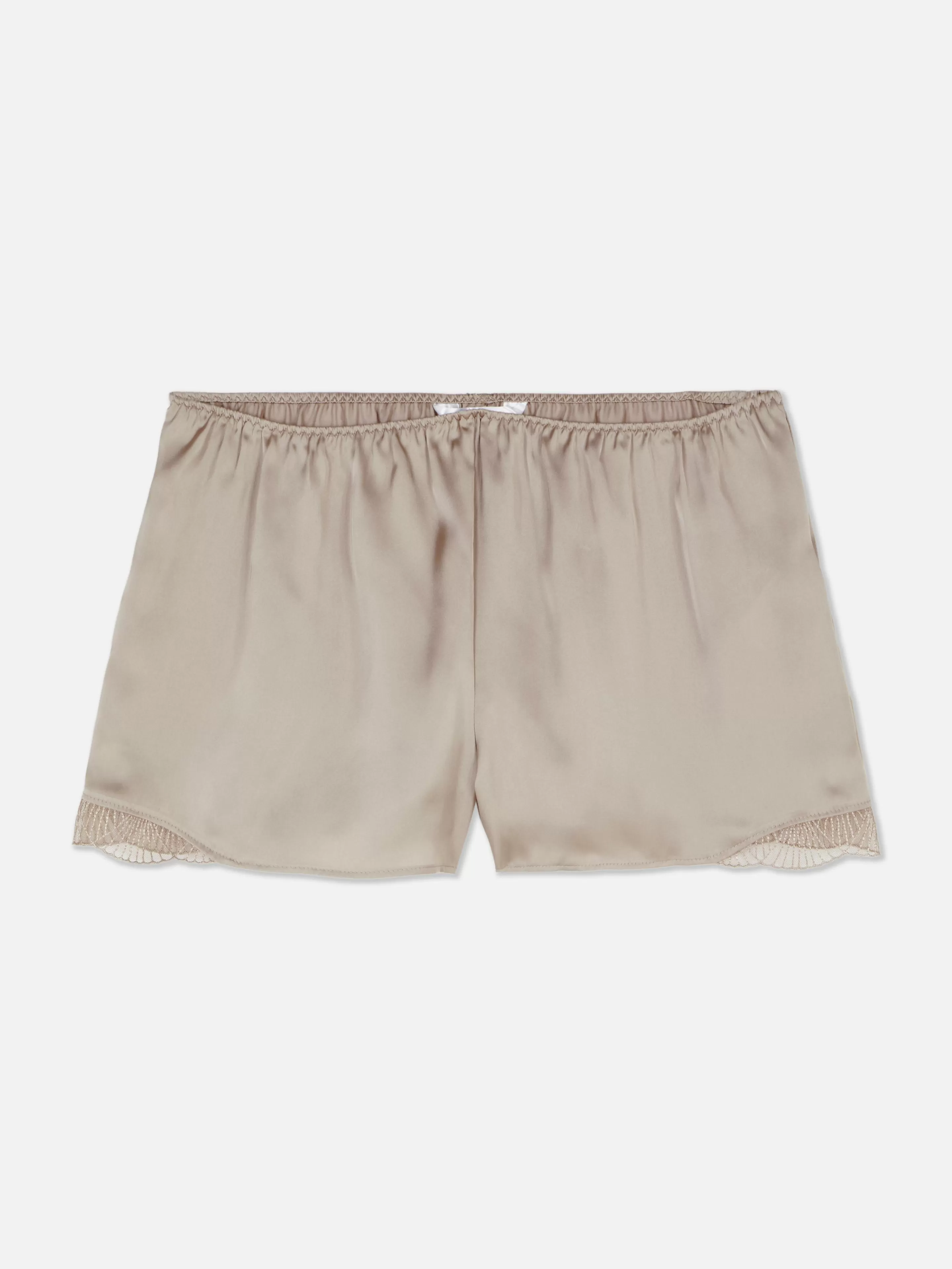 Primark Schlafanzughosen | Schlafanzug-Shorts Aus Satin Mit Spitzenbesatz Mokkafarben