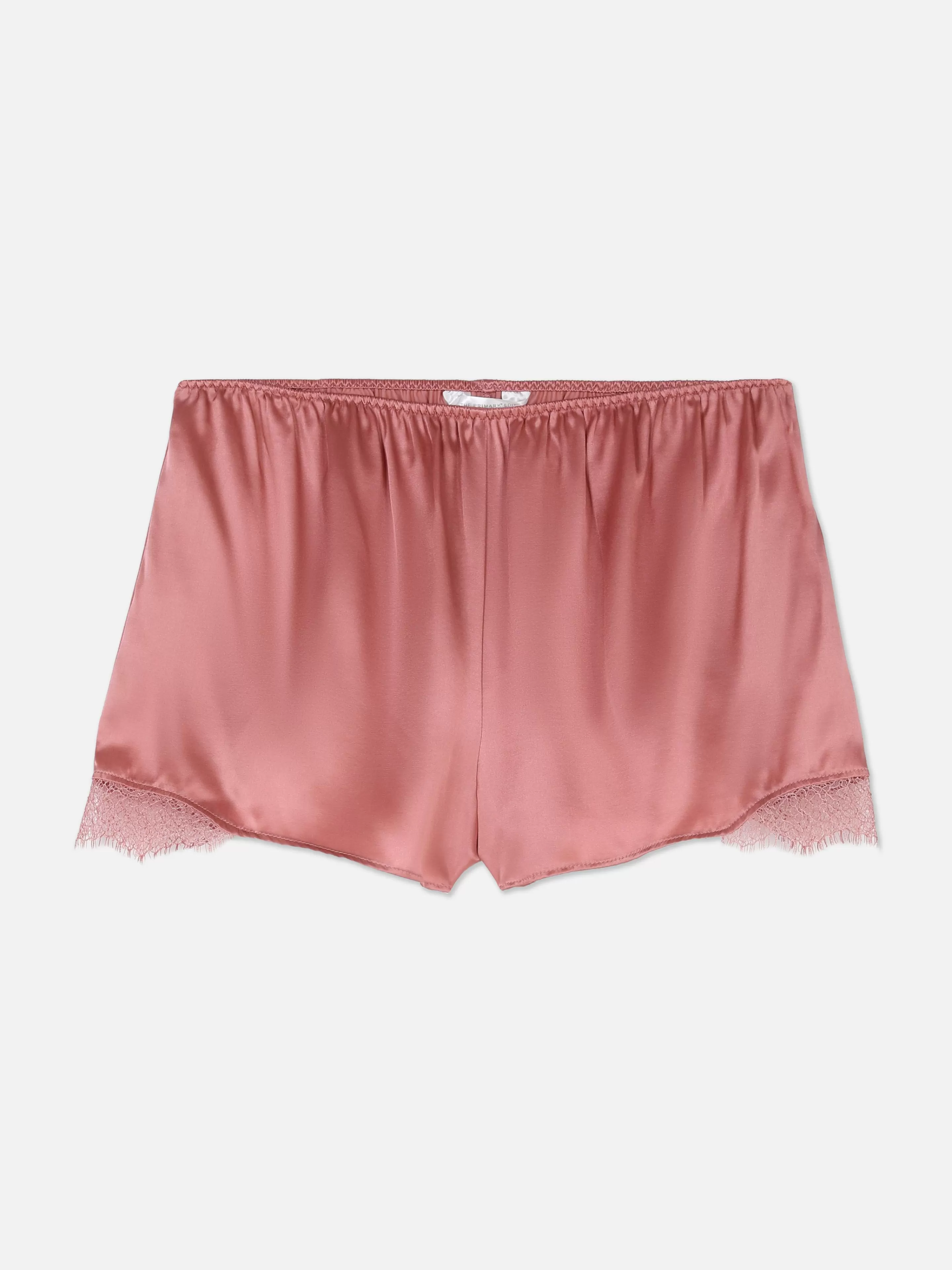 Primark Schlafanzughosen | Schlafanzugshorts Aus Seidengemisch Mit Spitzenbesatz Rosa