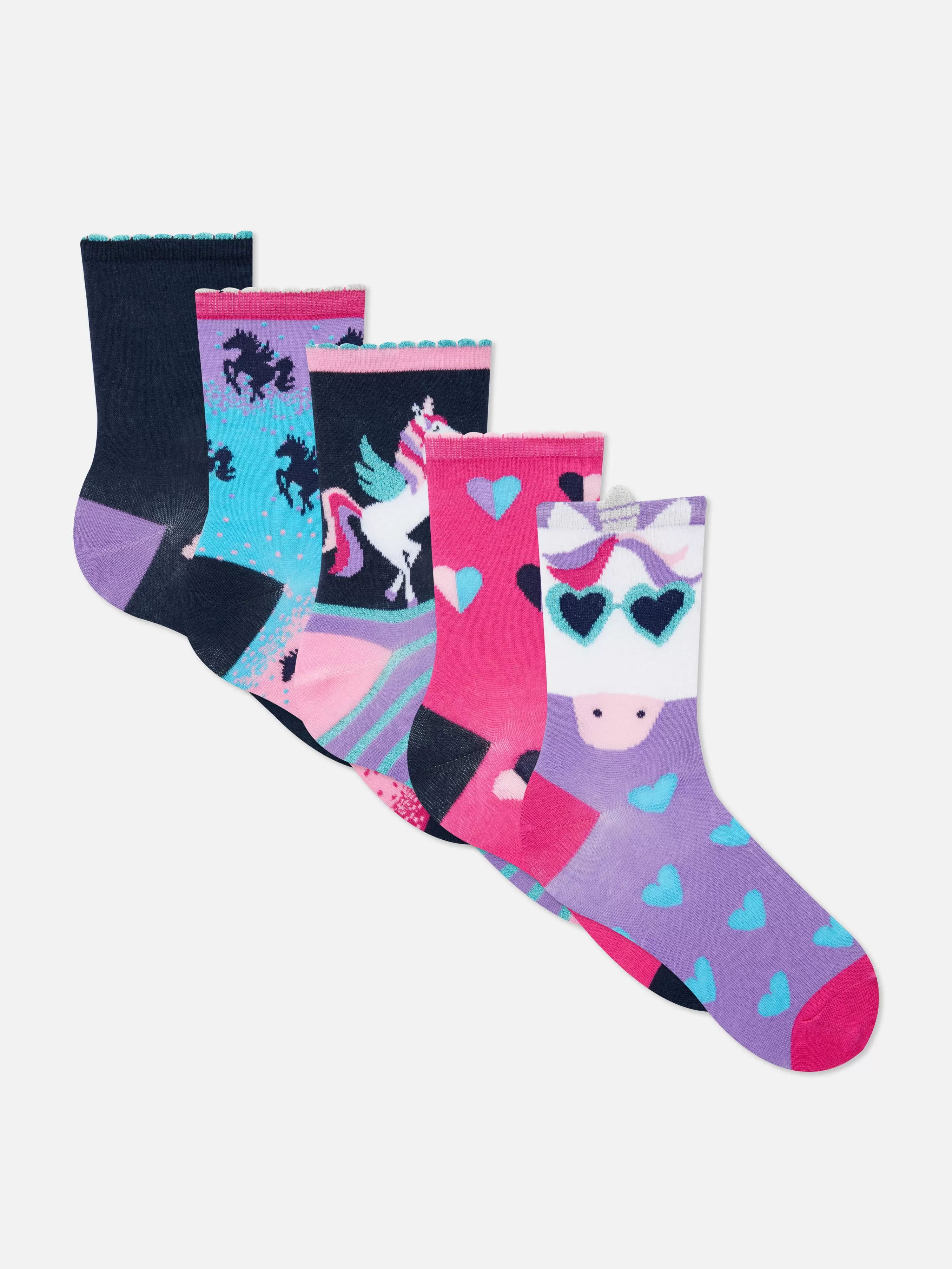 Primark Socken Und Strumpfhosen | Söckchen Mit Einhornmotiv, 5er-Pack Rosa