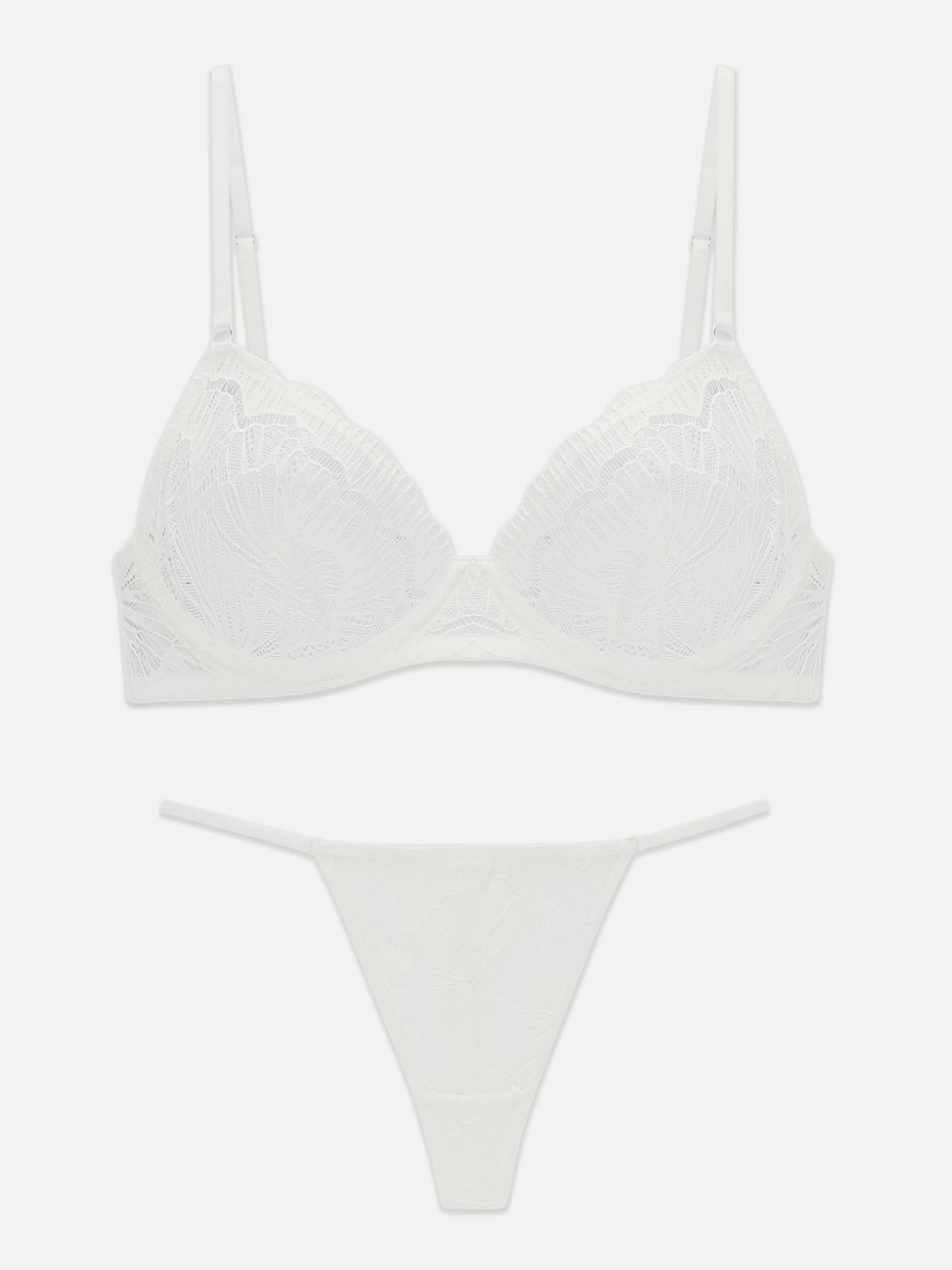 Primark Dessous-Sets | Set Mit Ungefüttertem Spitzen-BH Und G-String Weiß