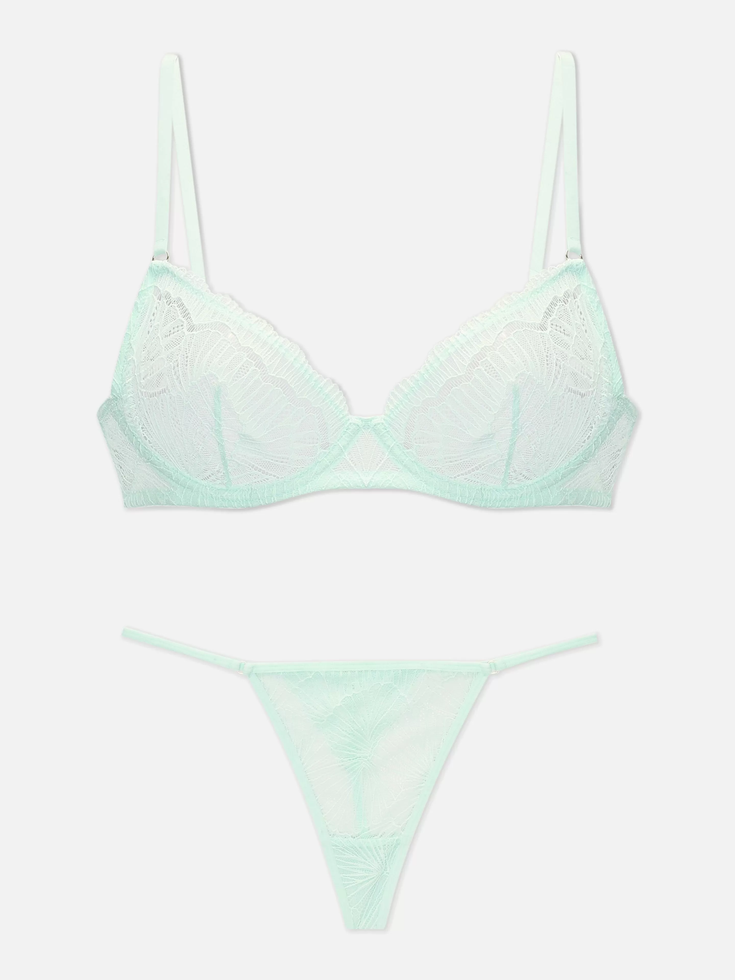 Primark Dessous-Sets | Set Mit Ungefüttertem Spitzen-BH Und G-String Mintgrün