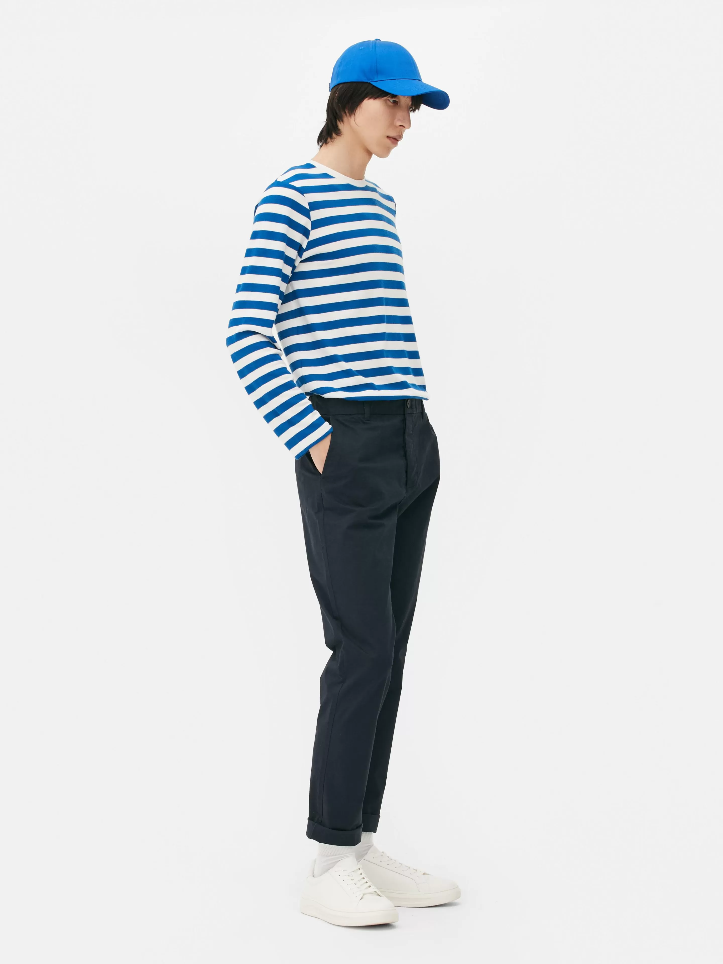 Primark Hosen | Slim Fit Stretch-Chinos Marineblau