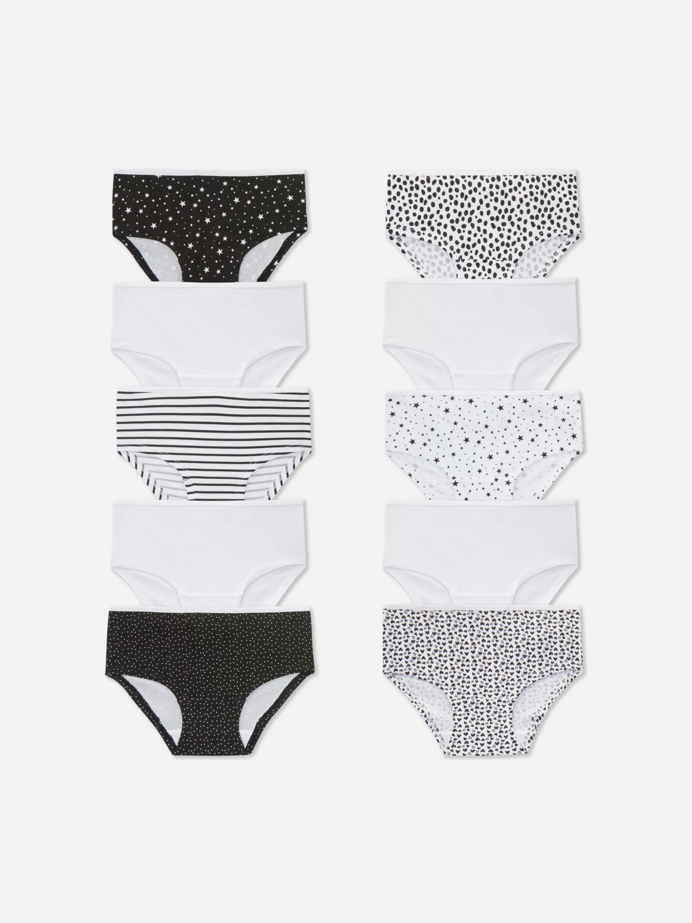 Primark Unterwäsche | Slips In Verschiedenen Designs, 10er-Pack Schwarz