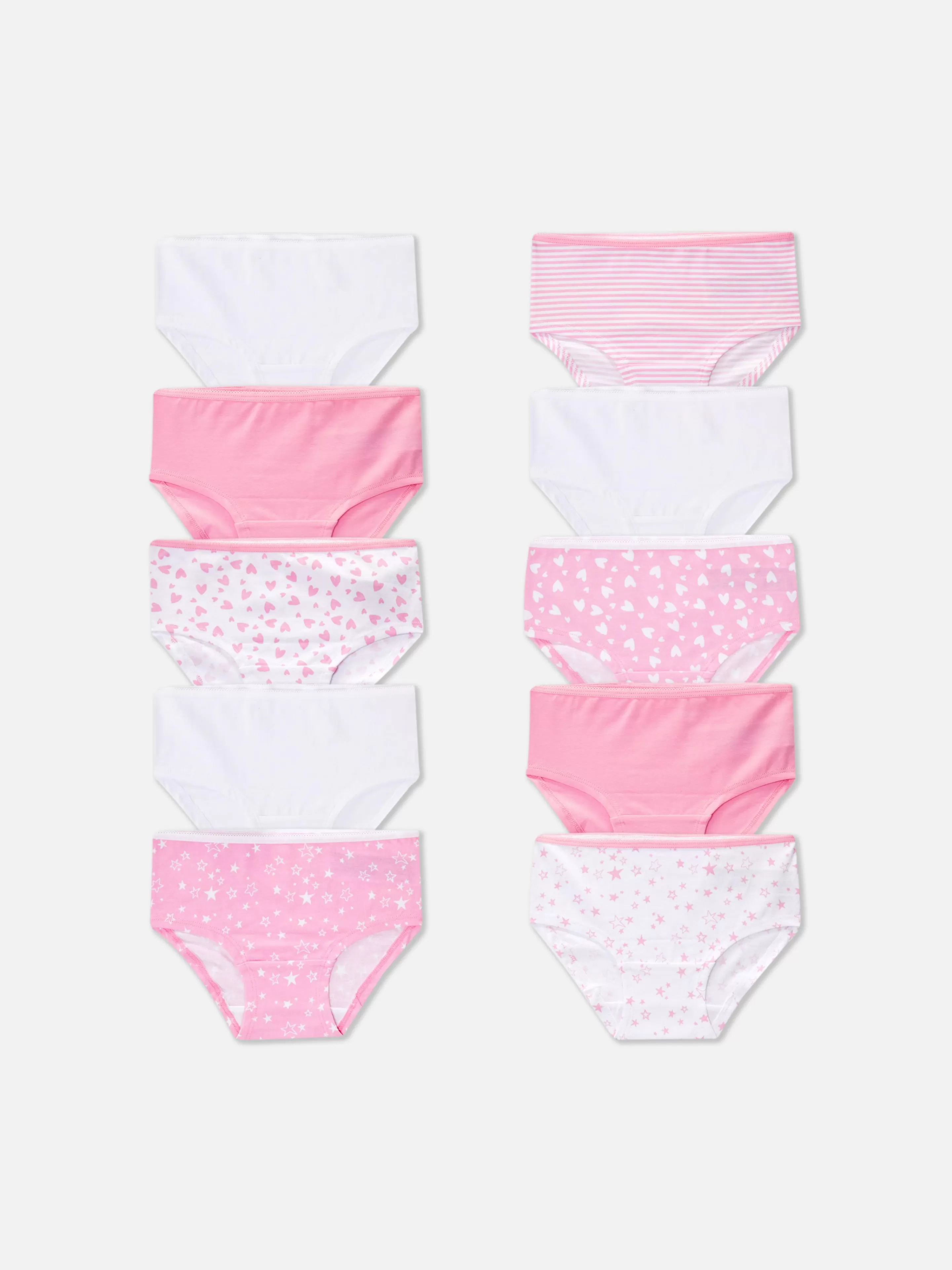 Primark Unterwäsche | Slips Mit Herzen Und Sternen, 10er-Pack Rosa