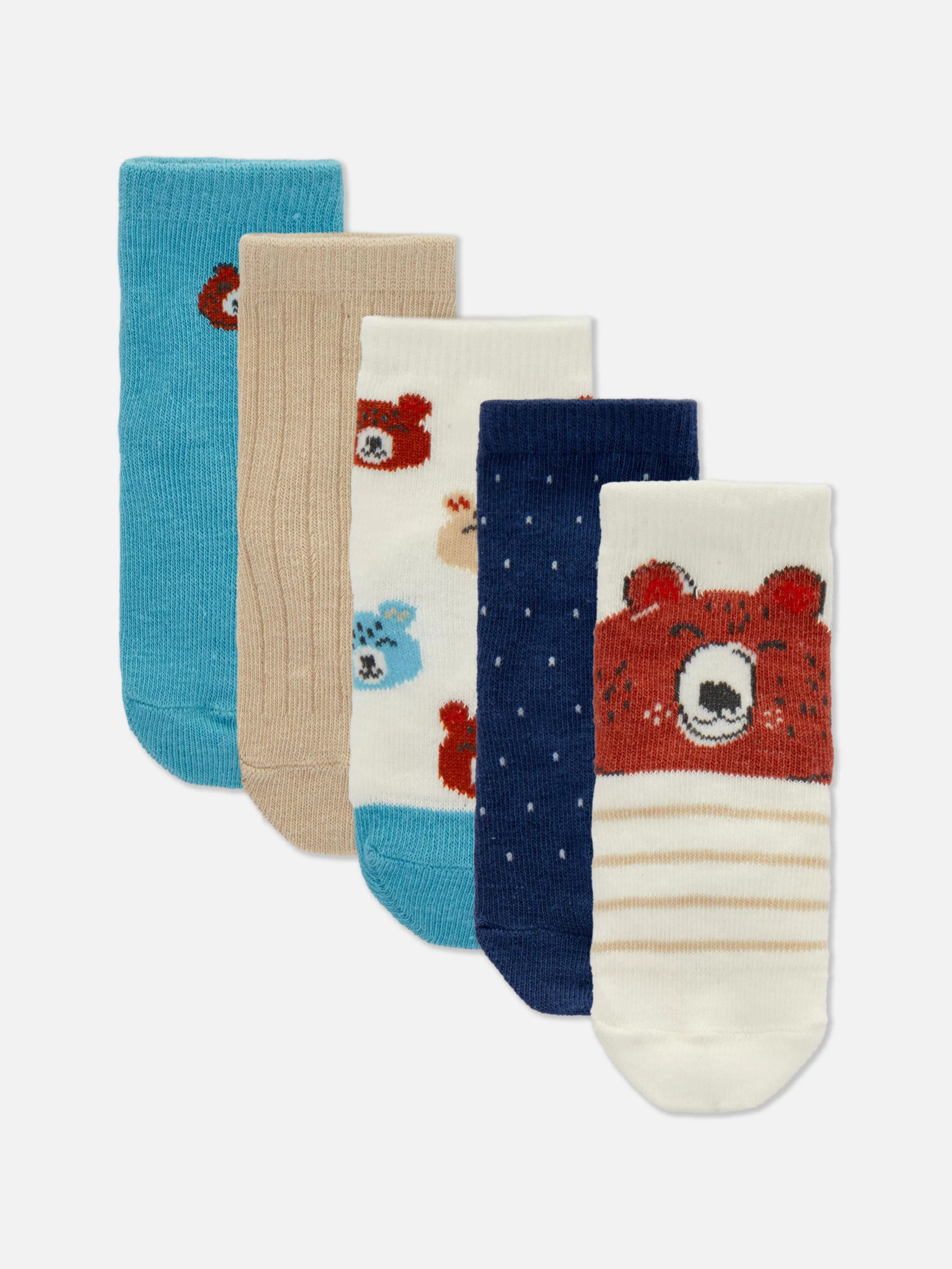 Primark Socken Und Strumpfhosen | Socken Mit Bärenmotiv, 5er-Pack Blau