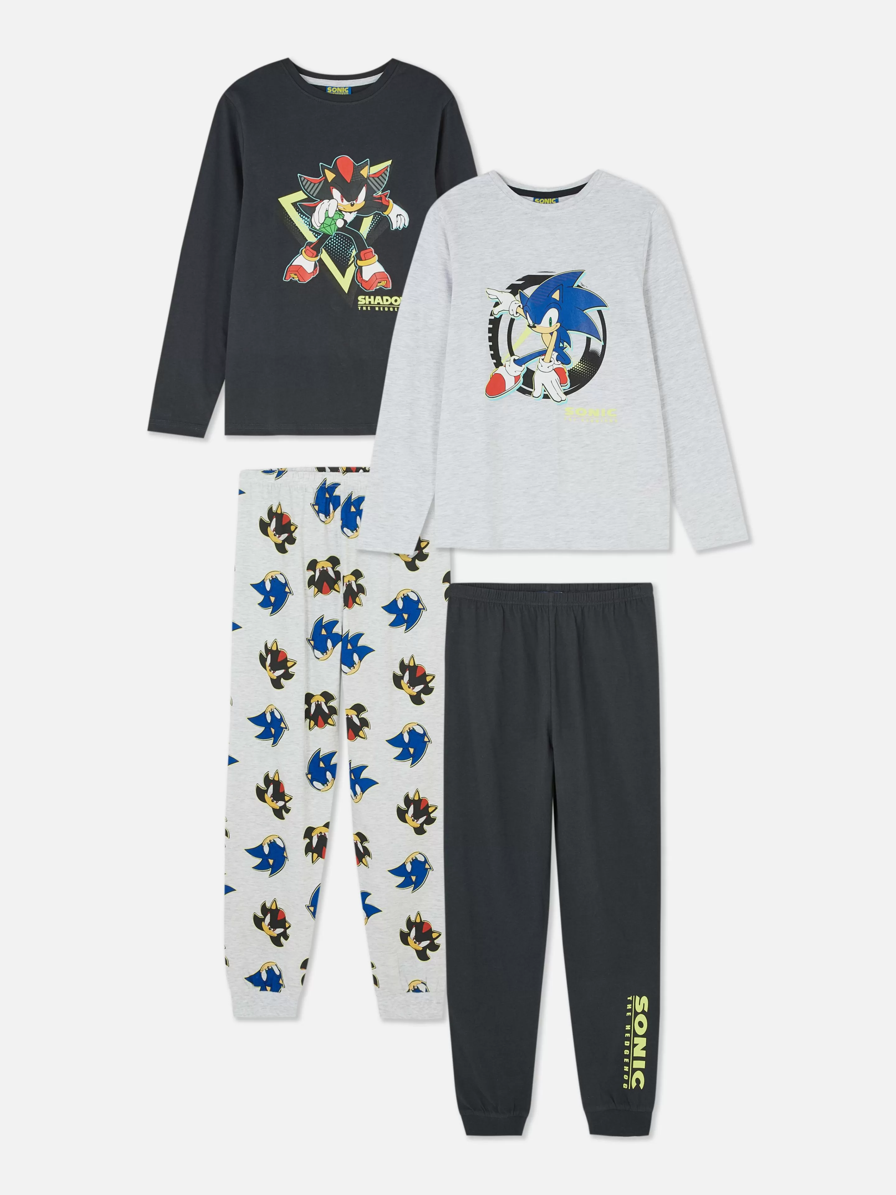 Primark Schlafanzüge Und Nachtwäsche | „Sonic The Hedgehog & Shadow“ Schlafanzug, 2er-Pack Schwarz