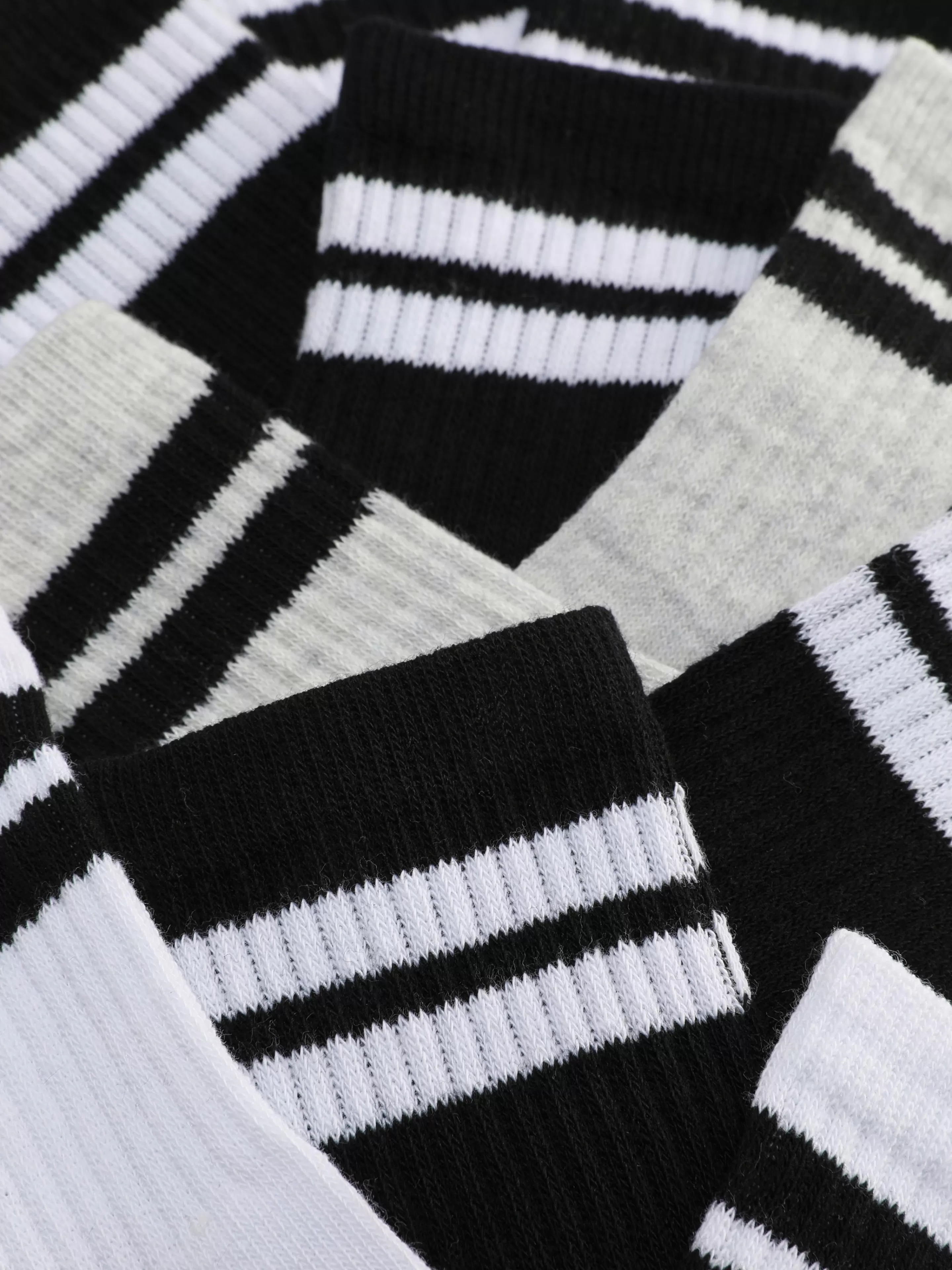 Primark Socken | Sportliche Crew-Söckchen Mit Streifen, 5er-Pack Schwarz